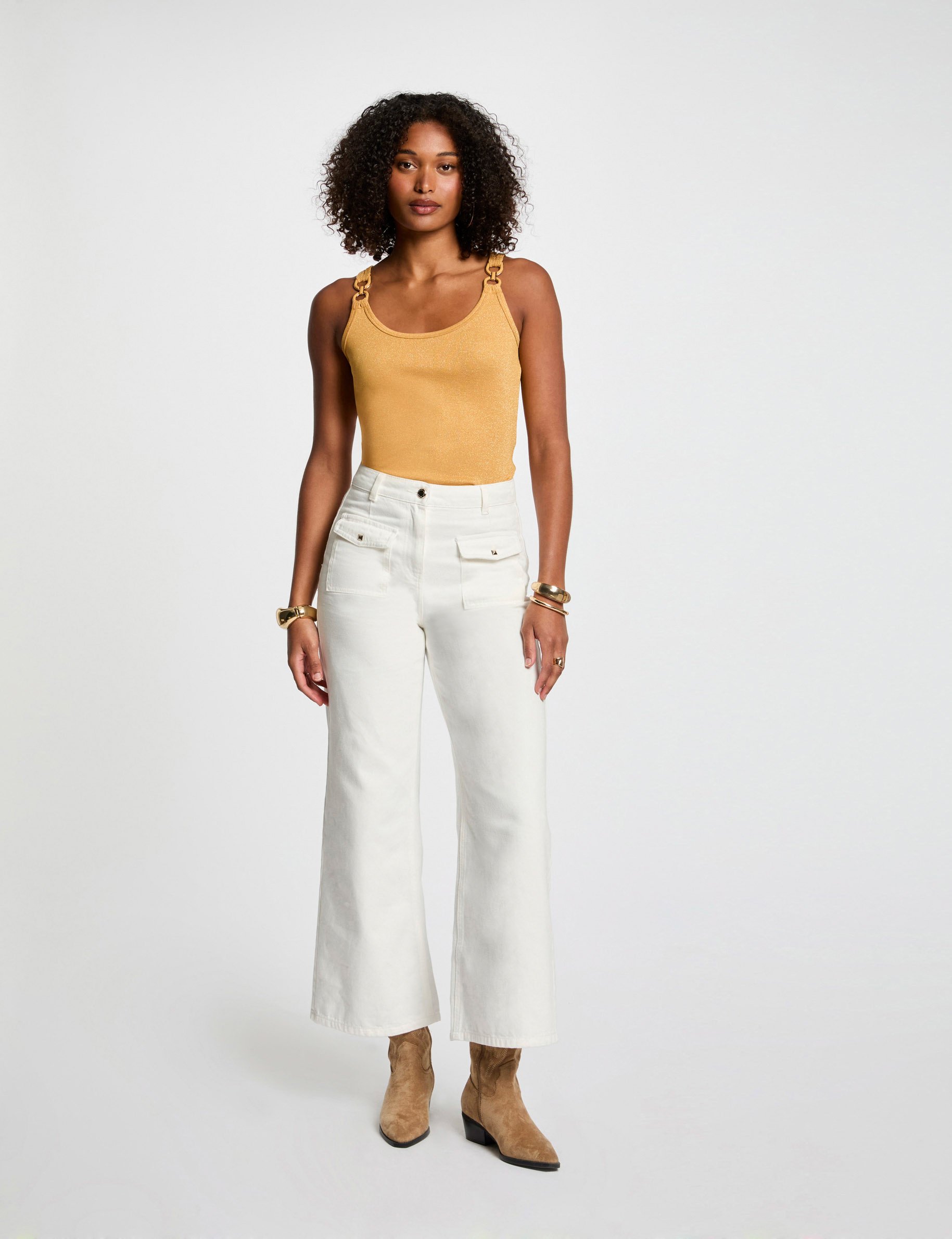 debardeur sans manches jaune moutarde femme Débardeur sans manches jaune moutarde femme