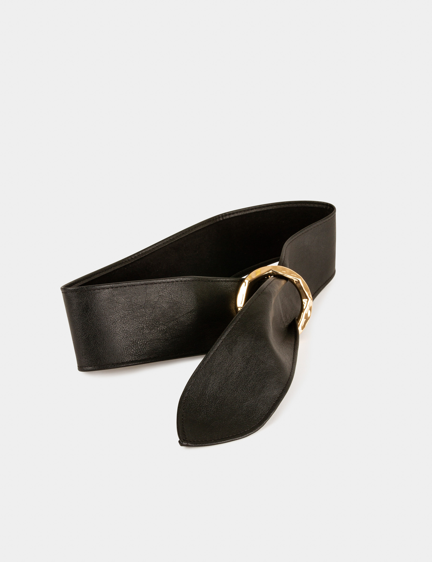 Ceinture avec boucle ronde noir femme