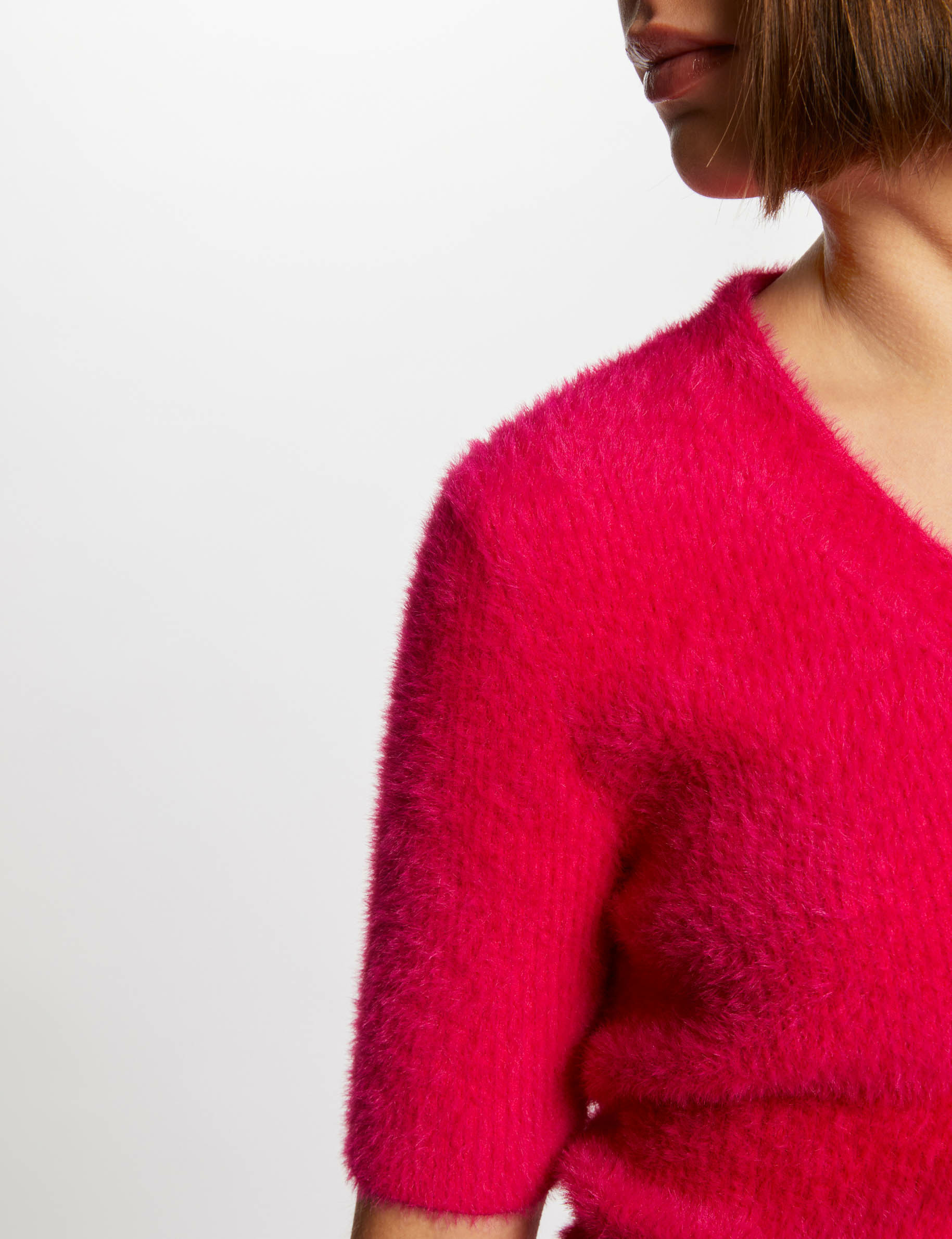 pull manches courtes a boutons rose moyen femme Pull manches courtes à boutons rose moyen femme