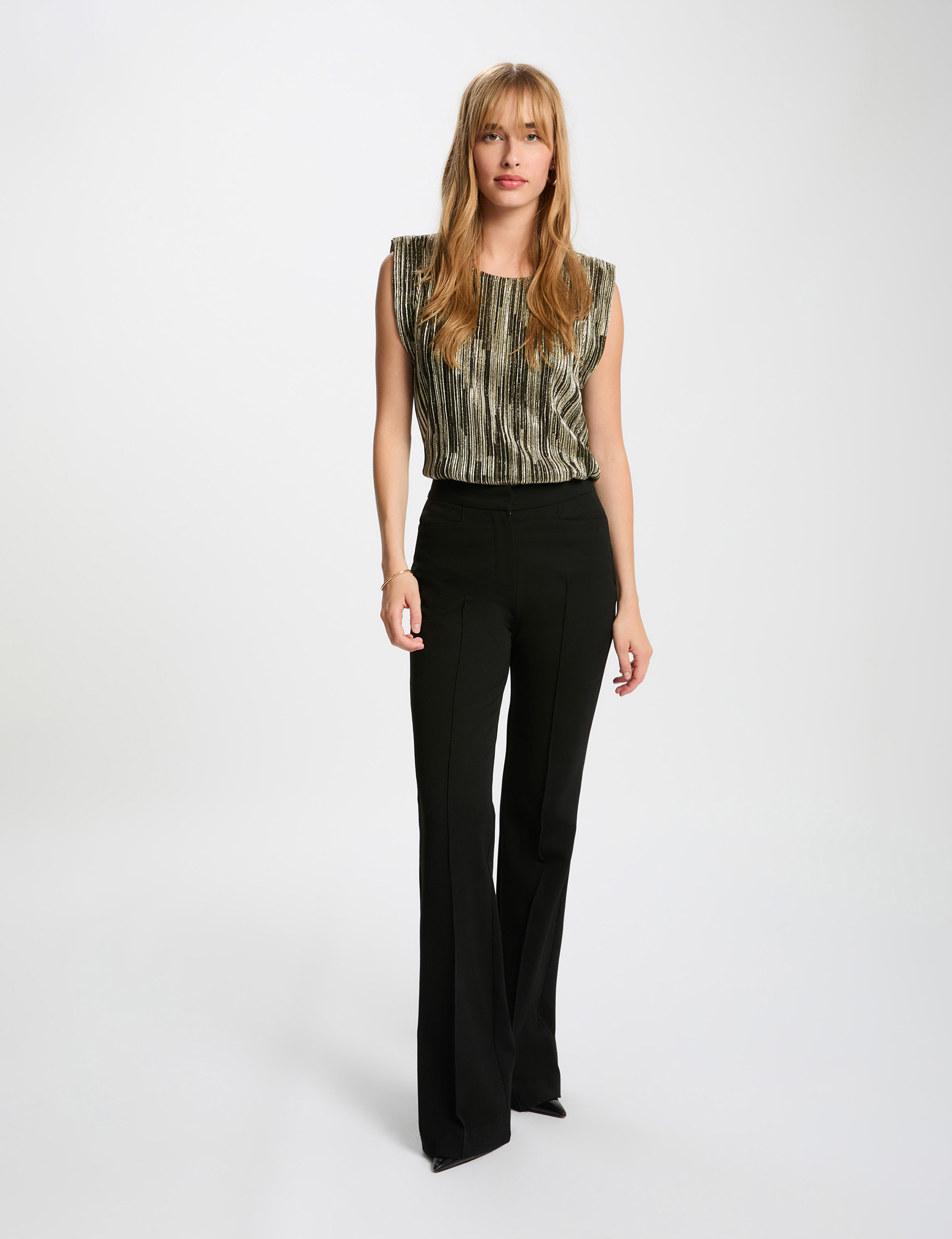 Haut Femme Nicola Sans Manches - Taille M - Couleur Lavande - Tissu Stretch Plissé - Occasion Très Bon état