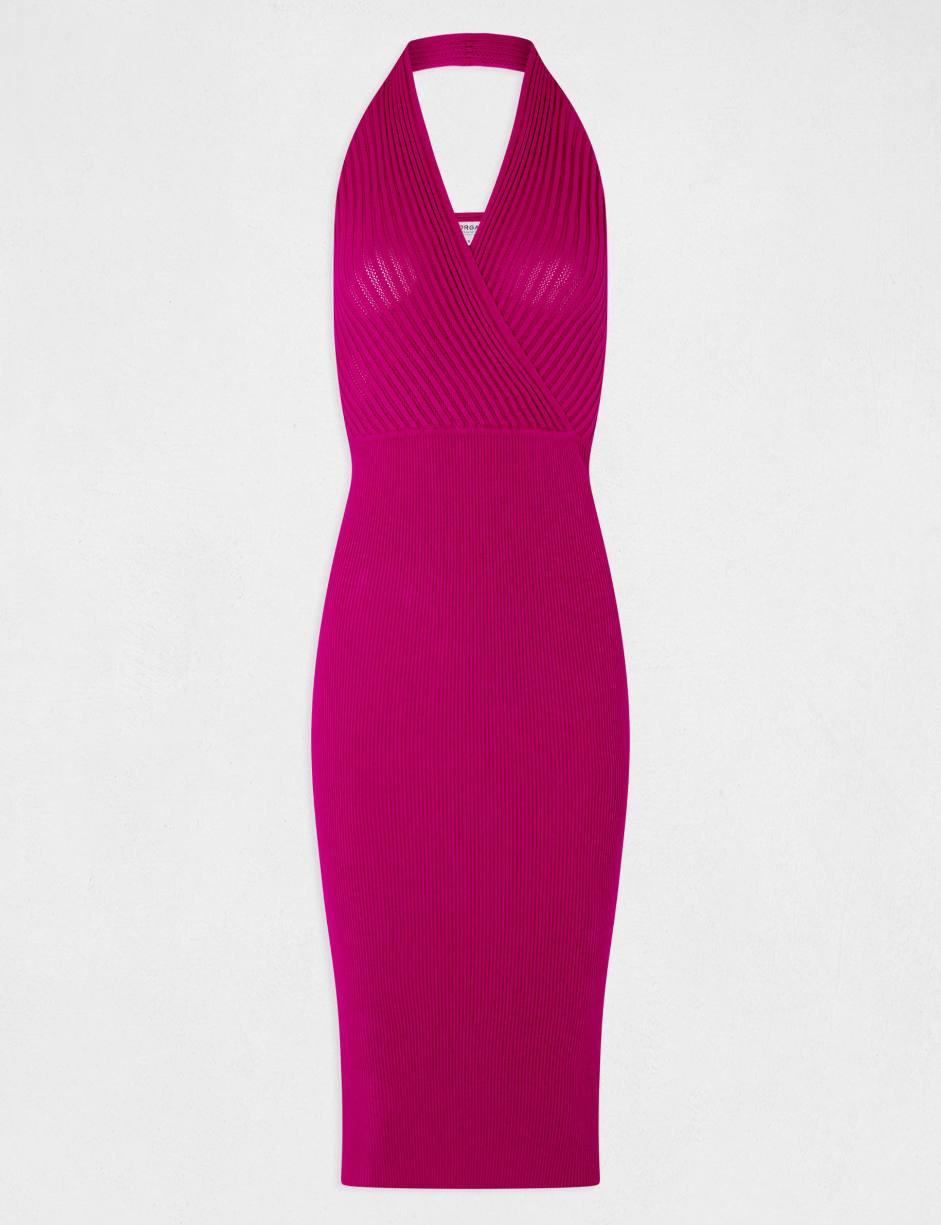 Robe pull ajustée dos ouvert framboise femme Robe pull ajustée dos ouvert framboise femme