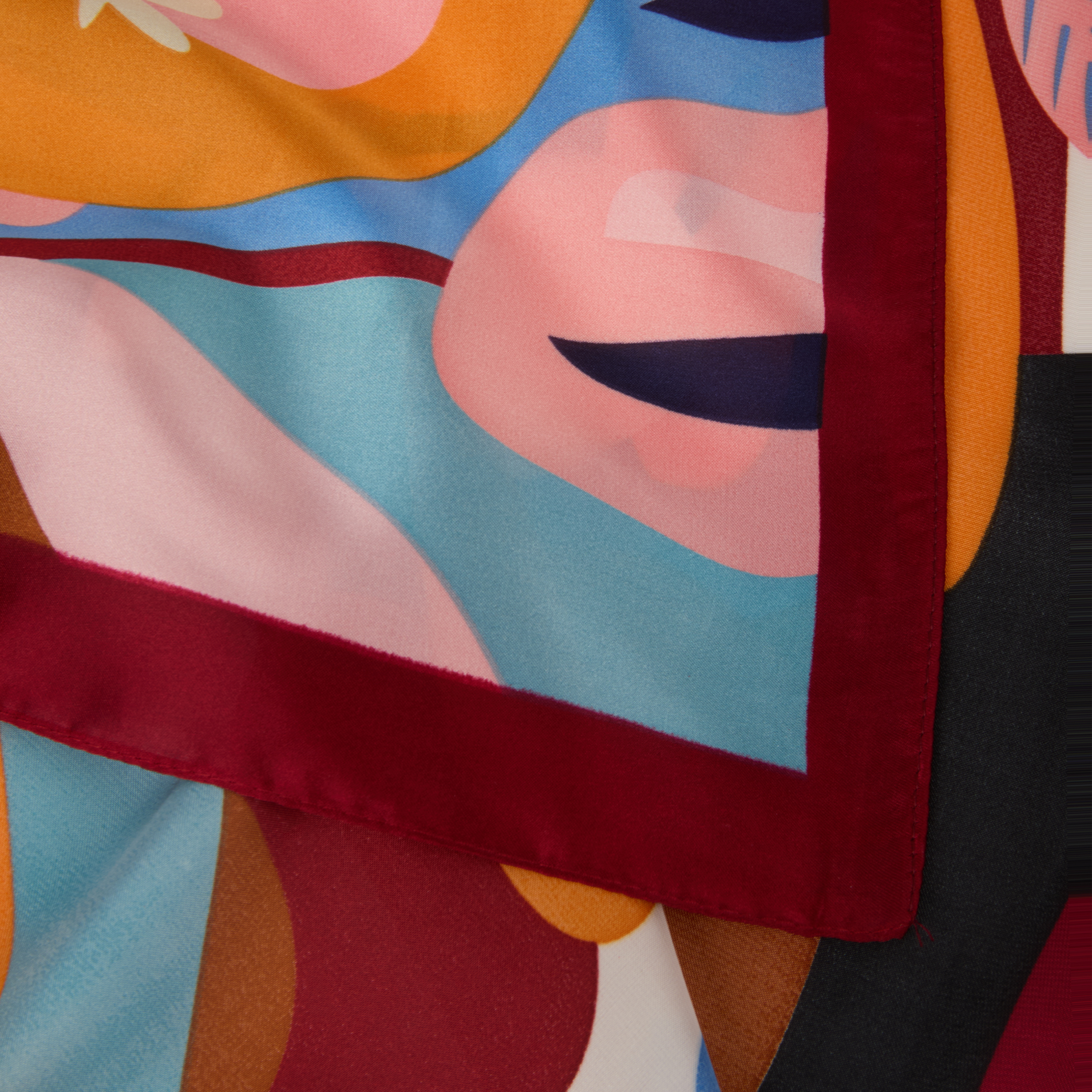 Foulard satin&eacute; imprim&eacute; multicolore femme