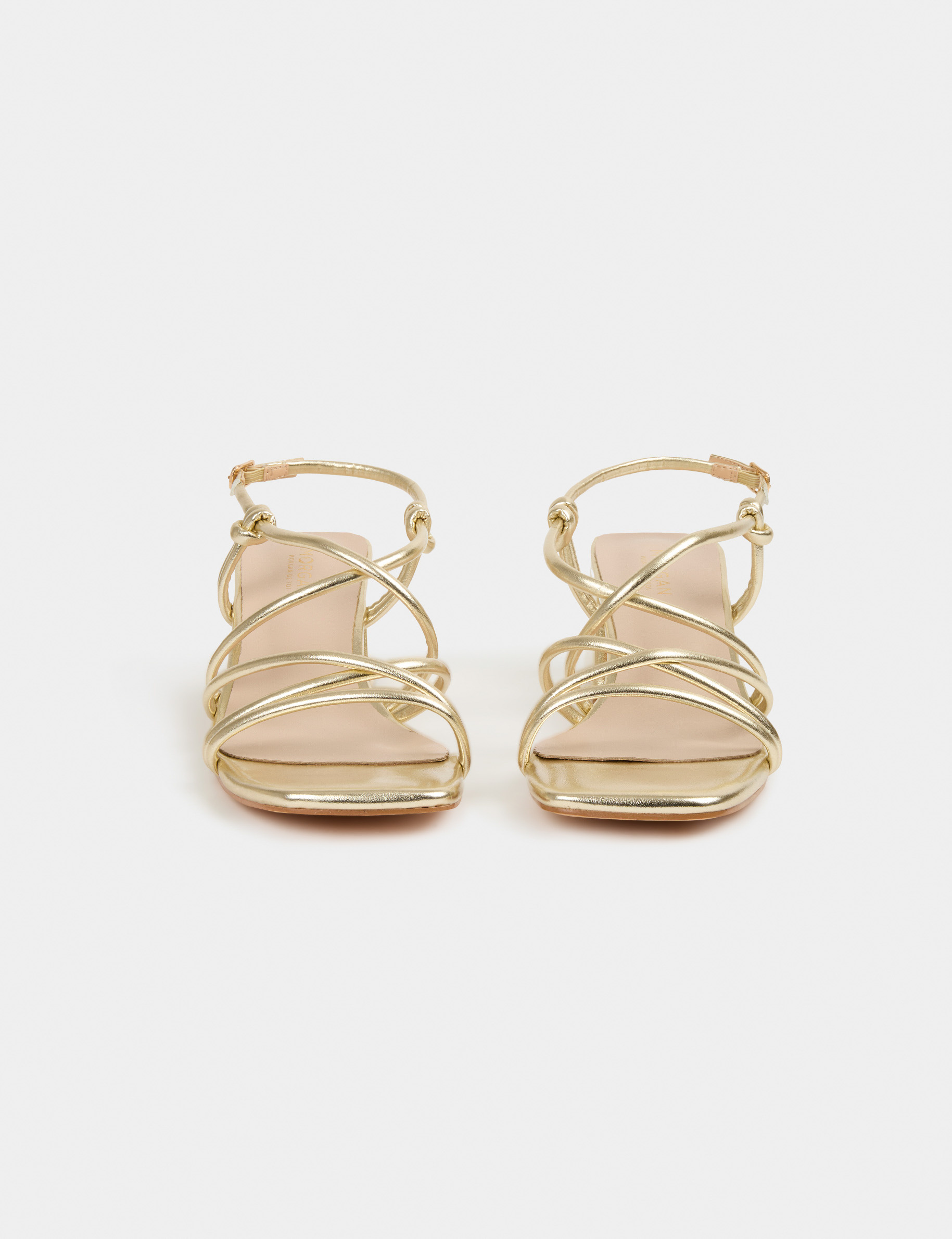 Sandales &agrave; talons carr&eacute;s dore femme
