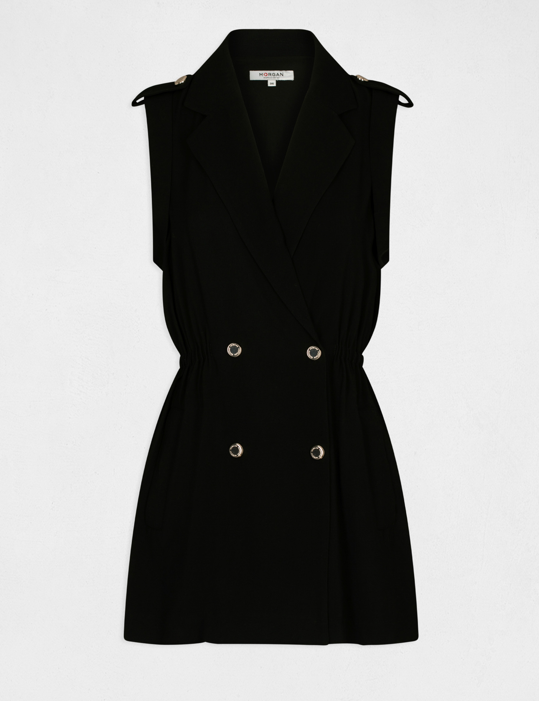 Combinaison droite avec boutons noir femme