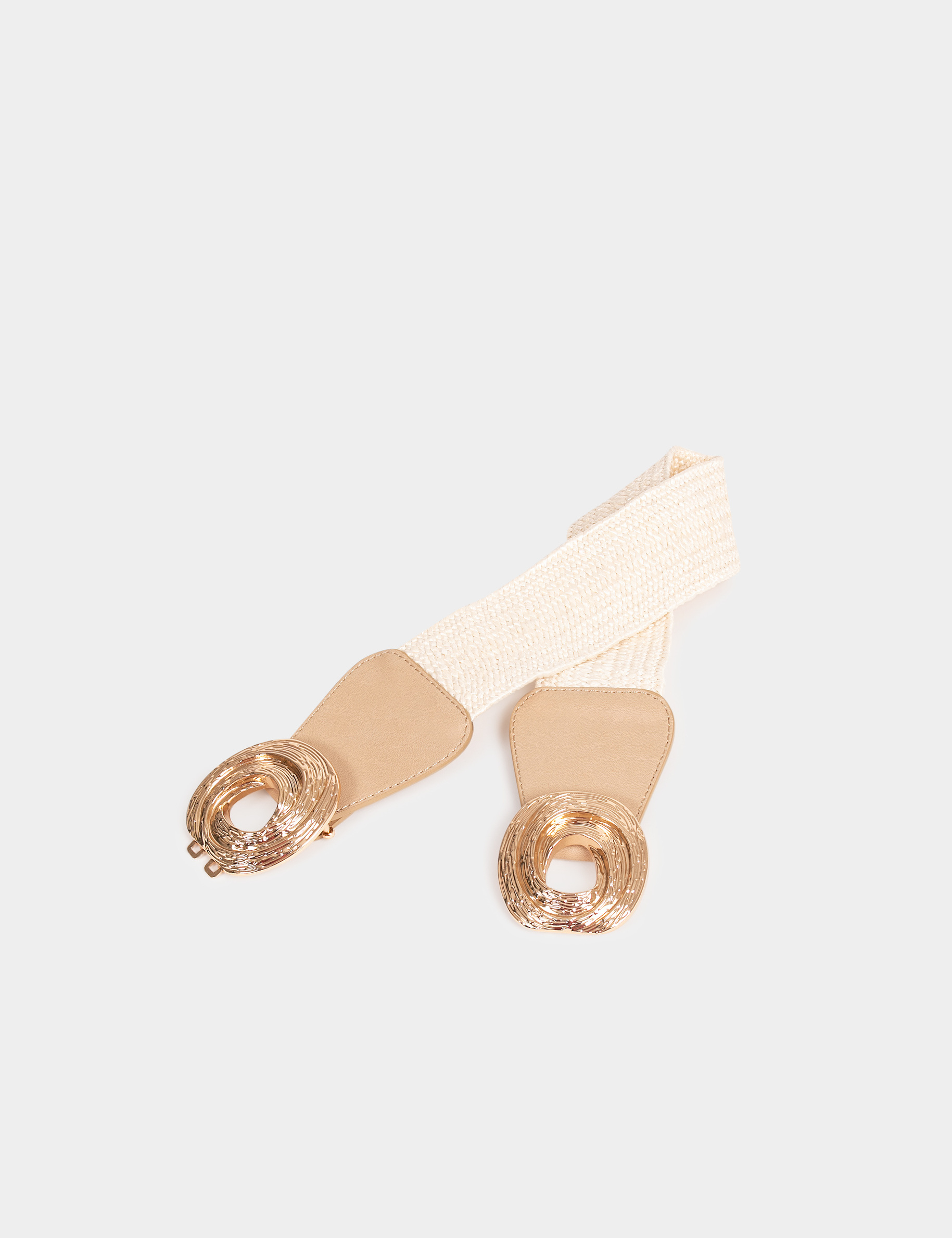 Ceinture élastiquée tressée beige femme Ceinture élastiquée tressée beige femme