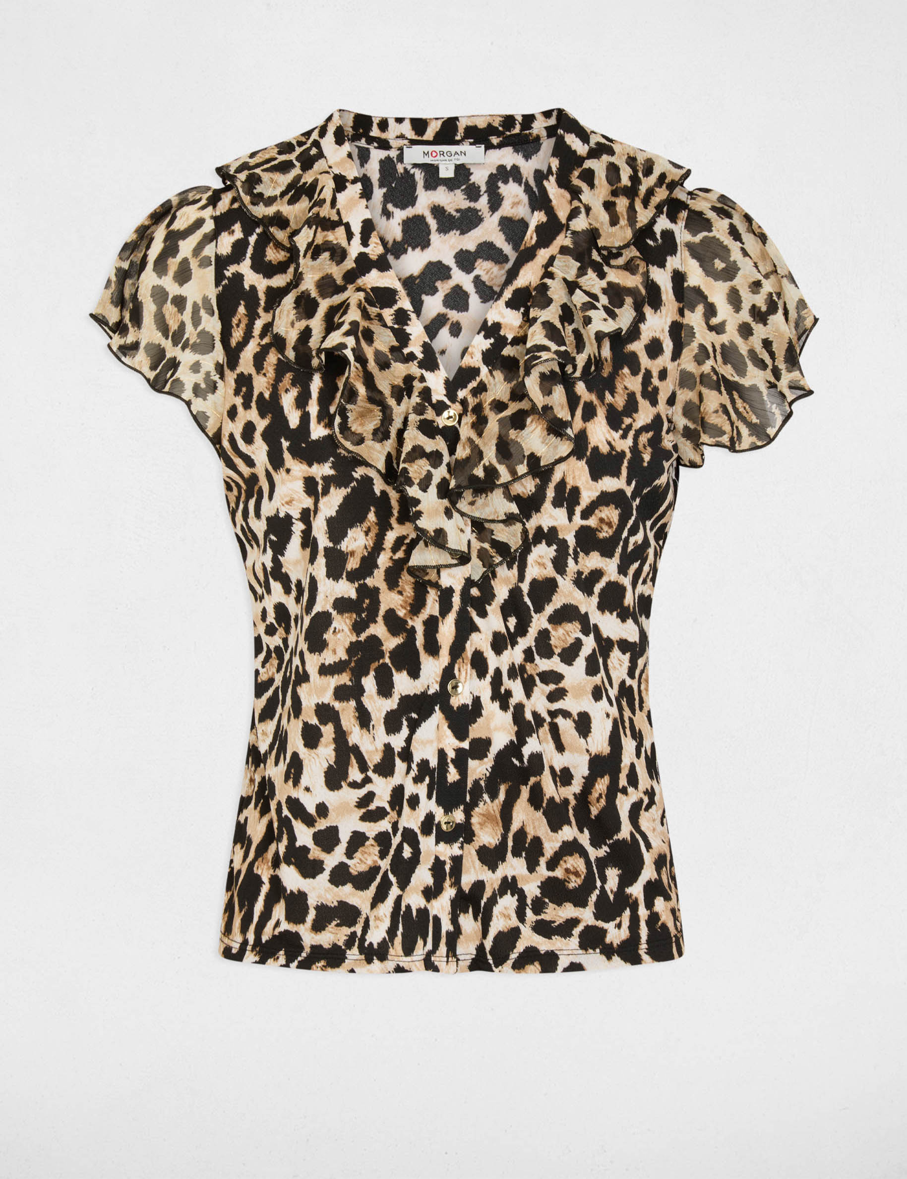 T-shirt voile col v multicolore femme