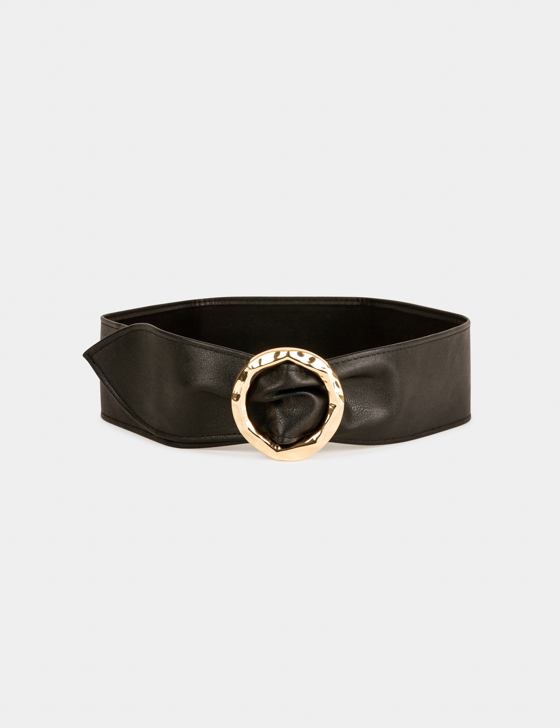 Ceinture avec boucle ronde noir femme