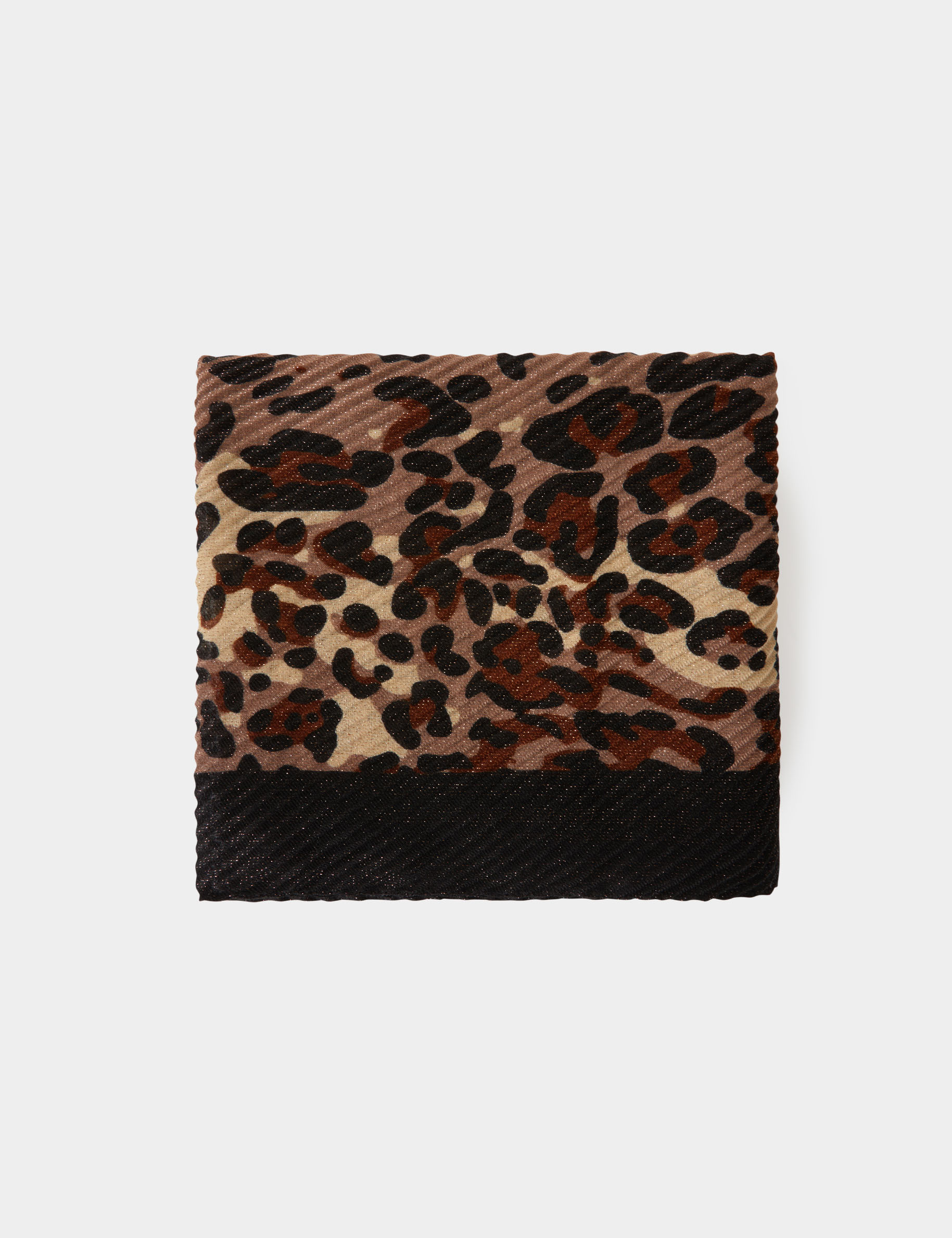 foulard plisse imprime leopard marron femme Foulard plissé imprimé léopard marron femme