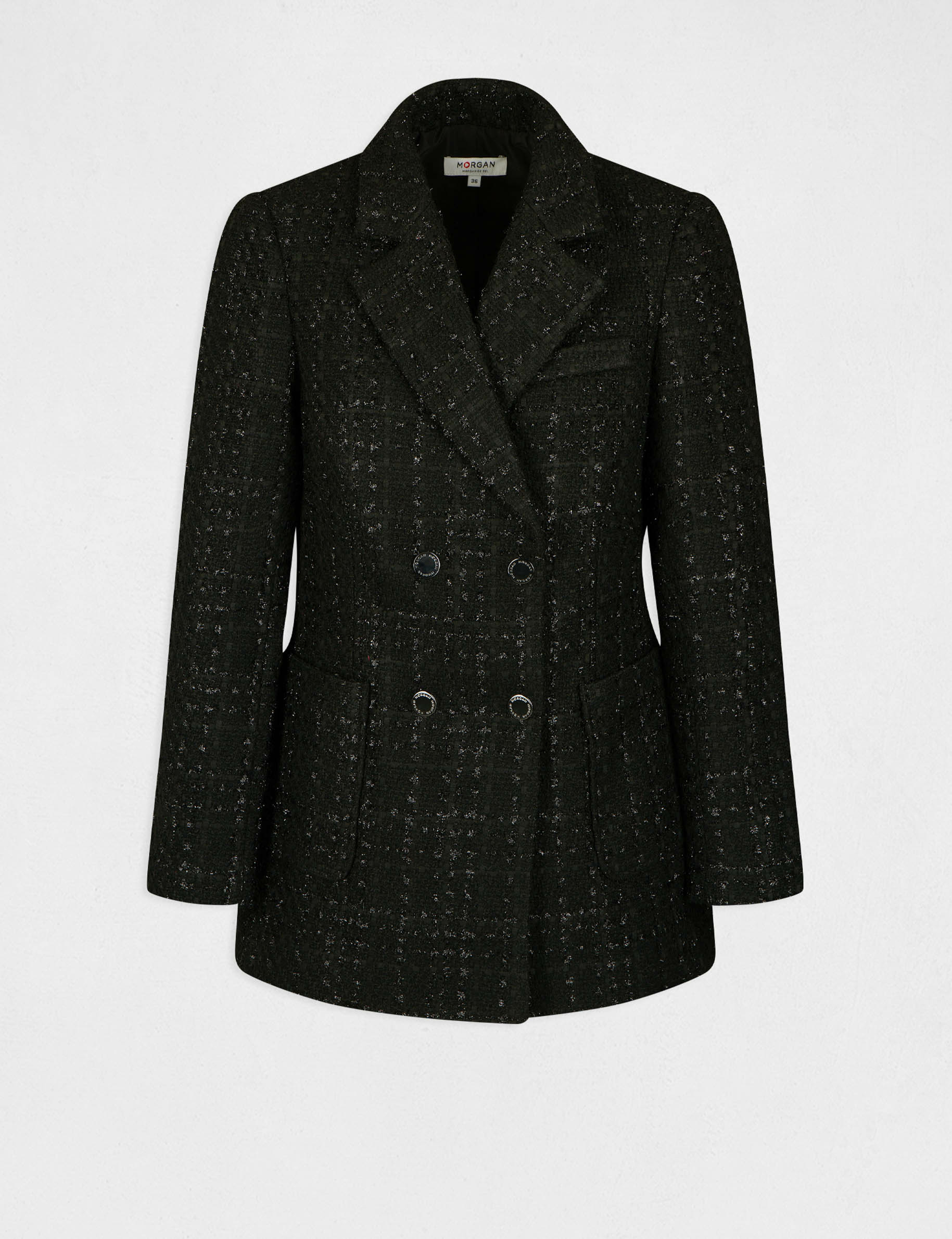 Veste cintrée avec fils métallisés noir femme