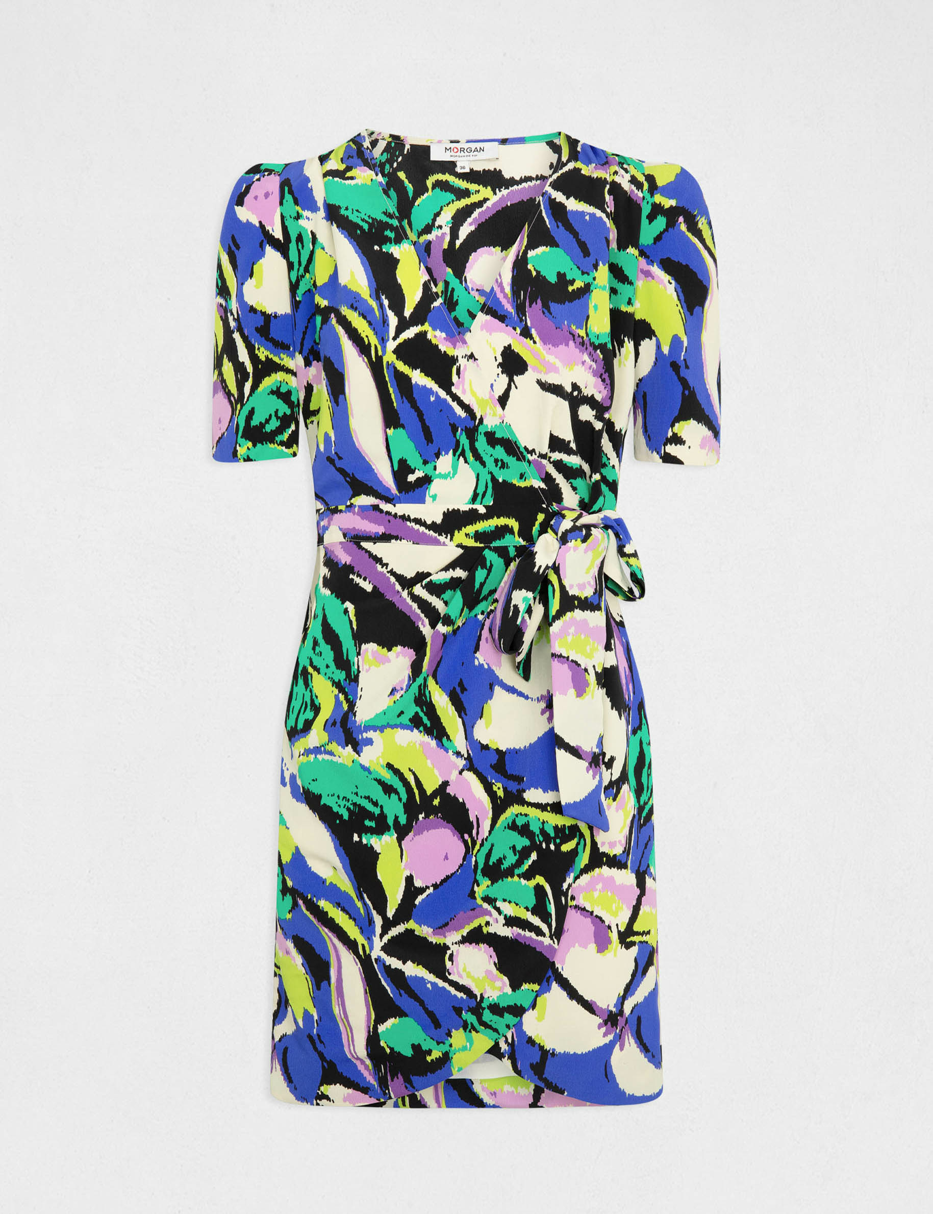 robe portefeuille imprime abstrait multico femme Robe portefeuille imprimé abstrait multico femme