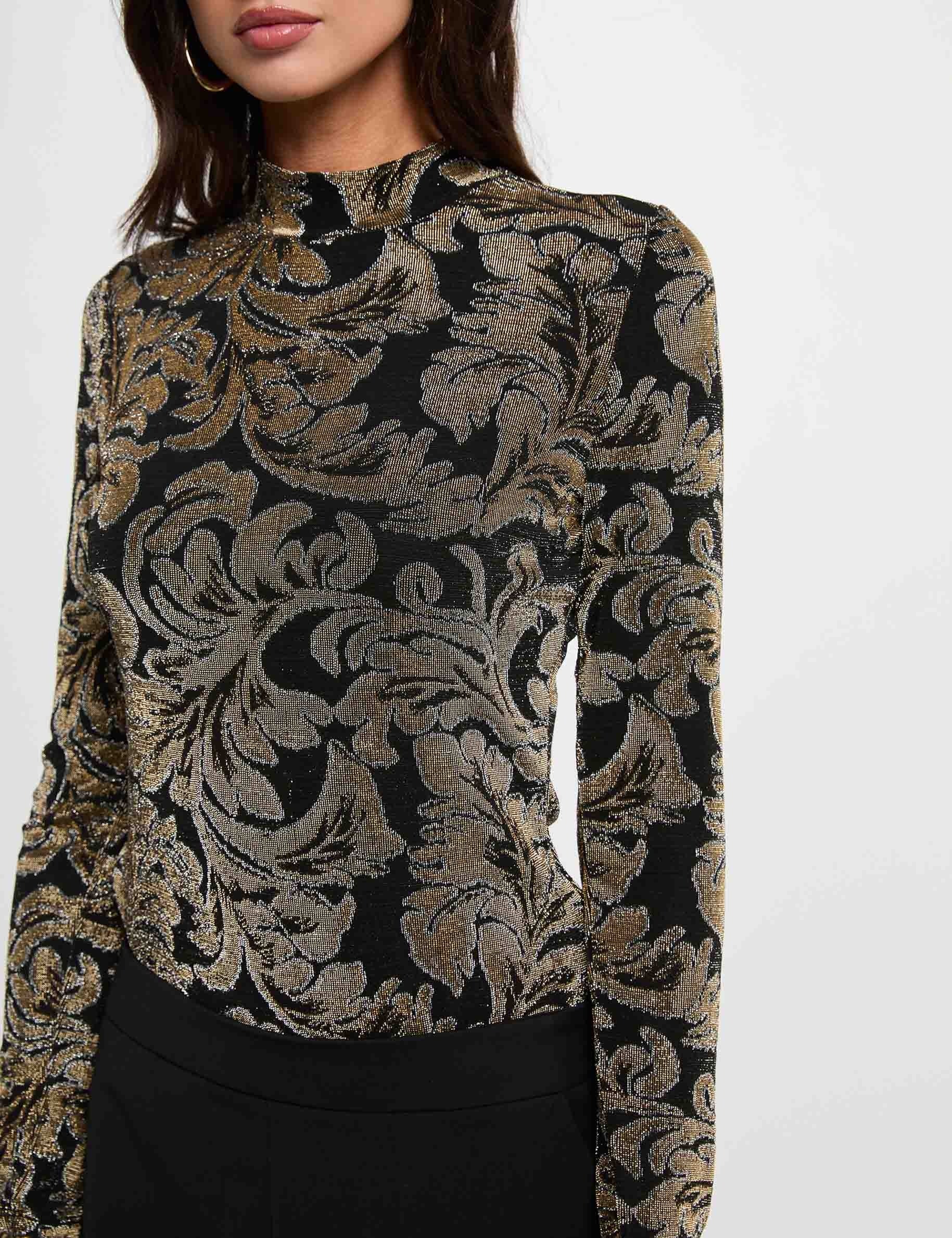 T-shirt col montant noir femme