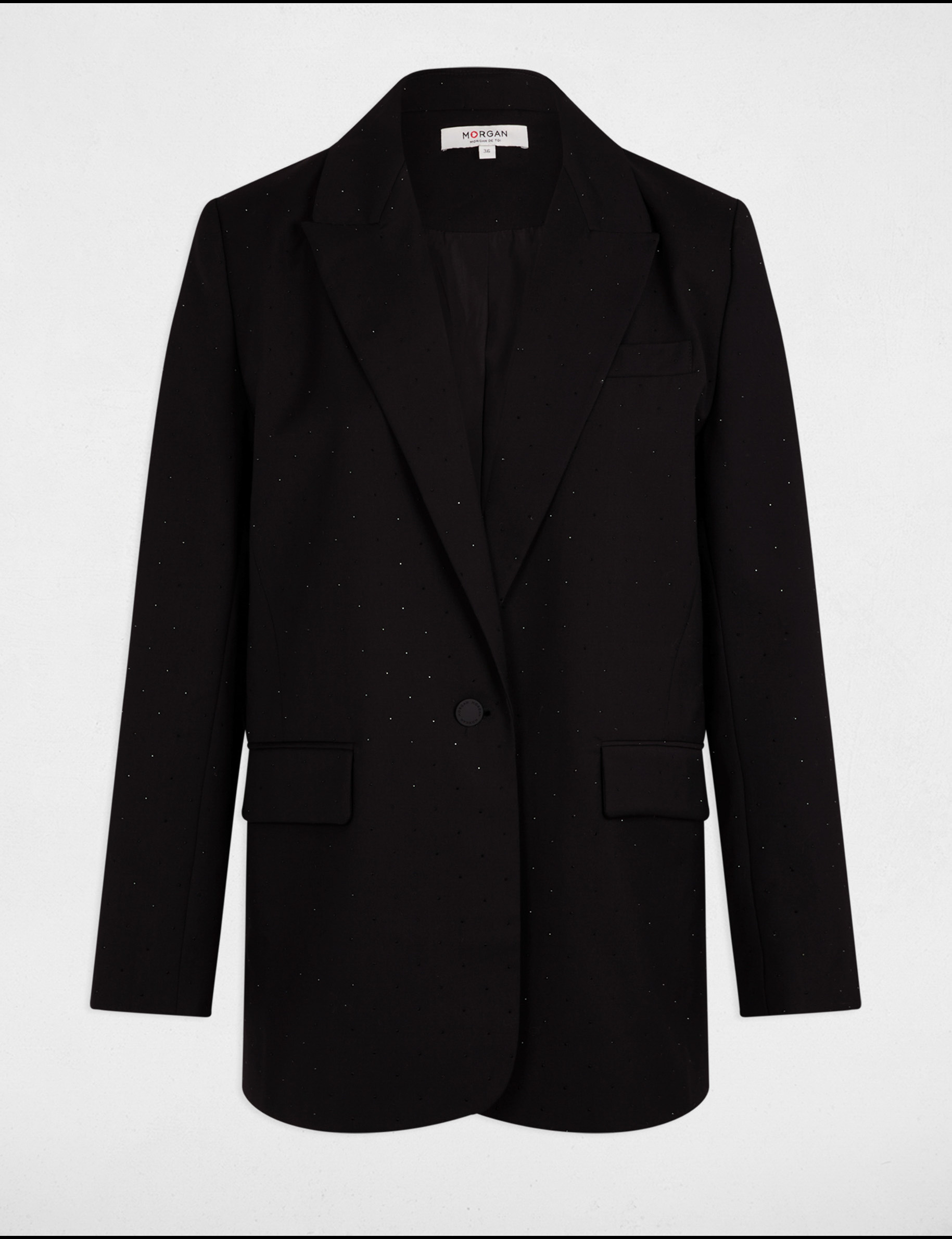 blazer long a sequins noir femme Blazer long à sequins noir femme