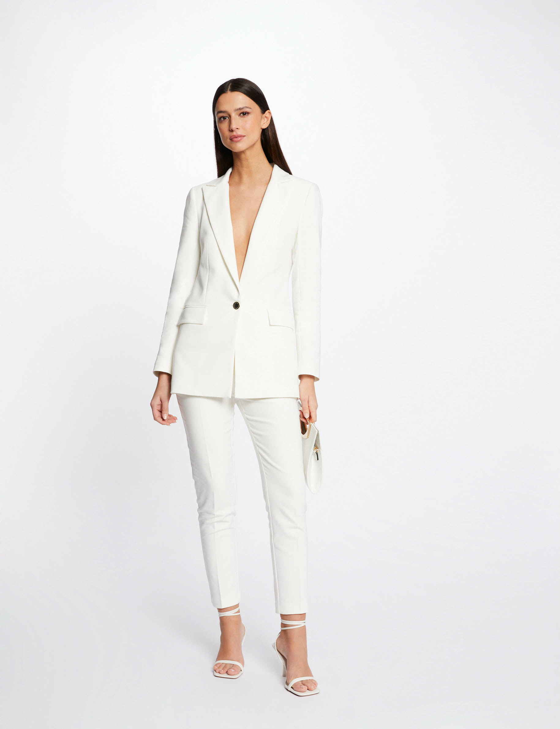 Veste city droite ecru femme Veste city droite ecru femme