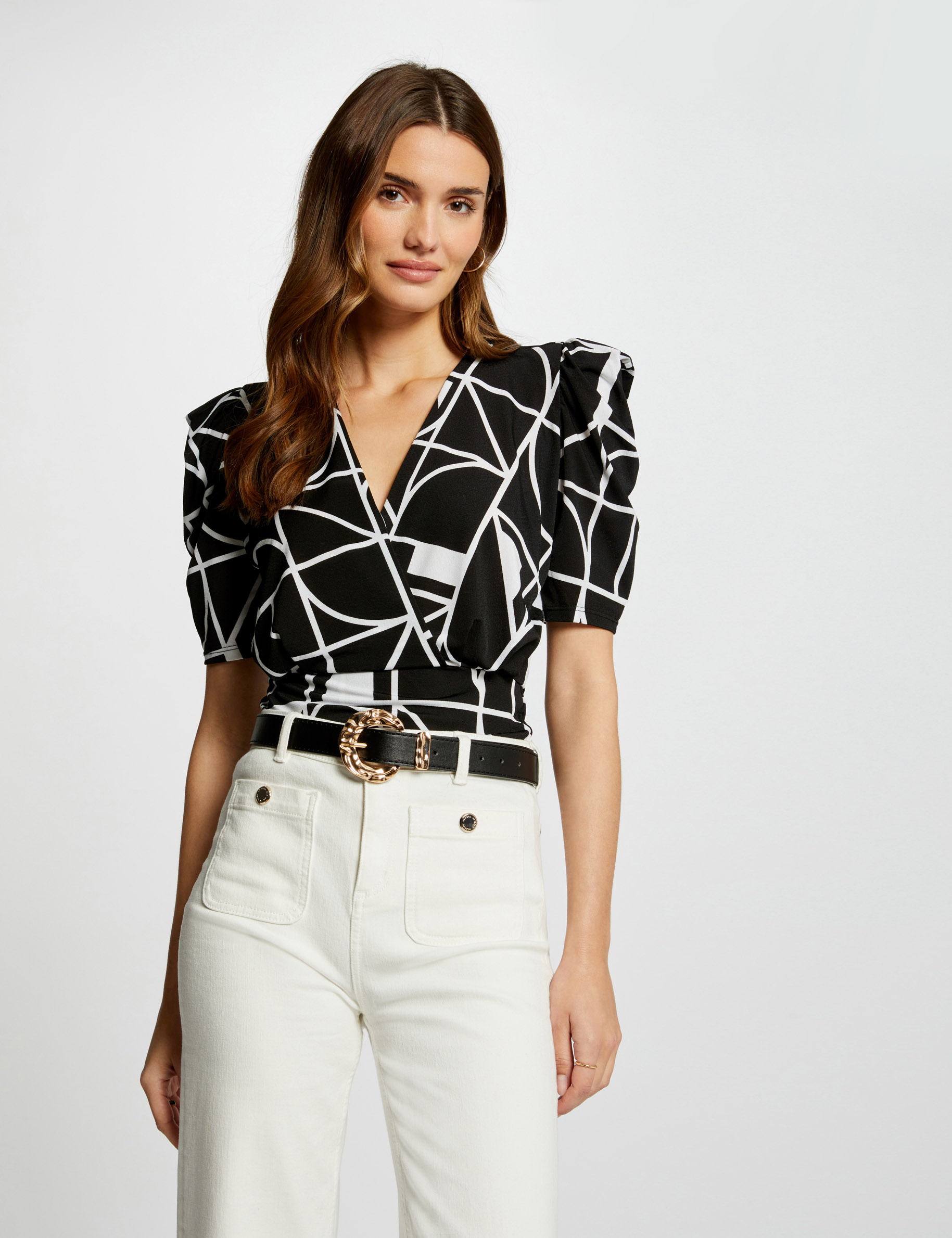 Top manches courtes à dentelle 222-Delo Bleu Morgan - Femme | Place des Tendances