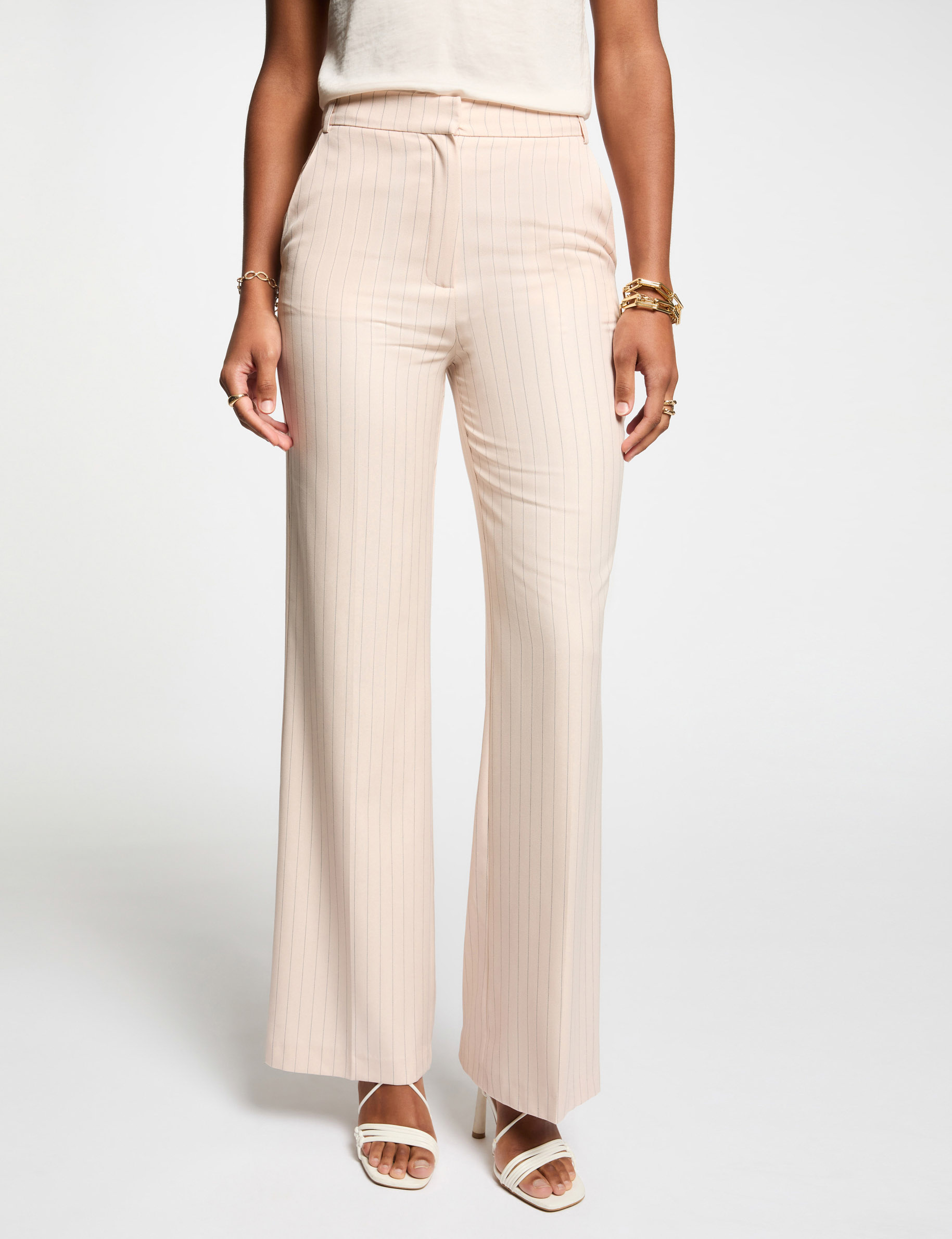 pantalon large raye rose clair femme Pantalon large rayé rose clair femme
