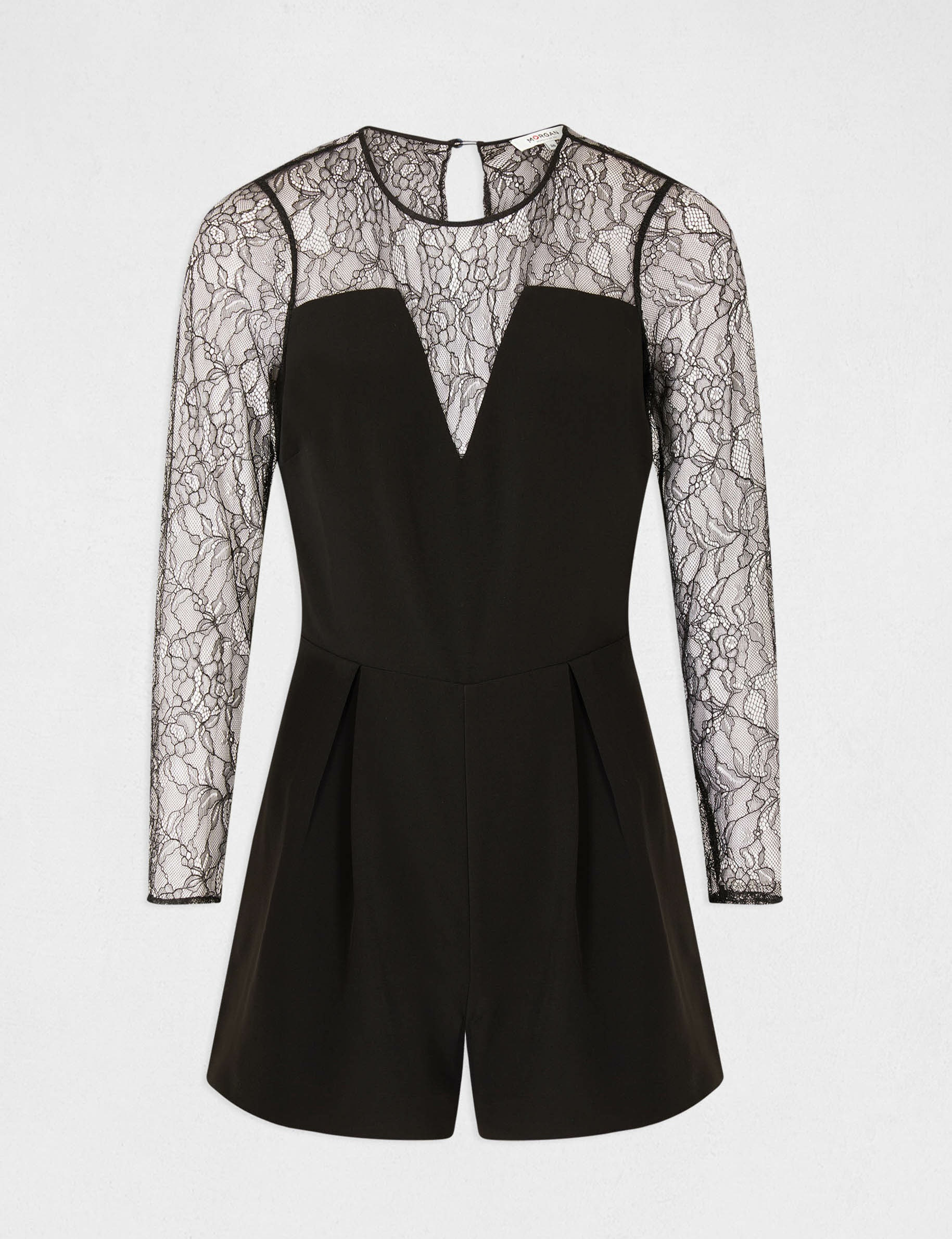 Combinaison jambes larges avec dentelle noir femme