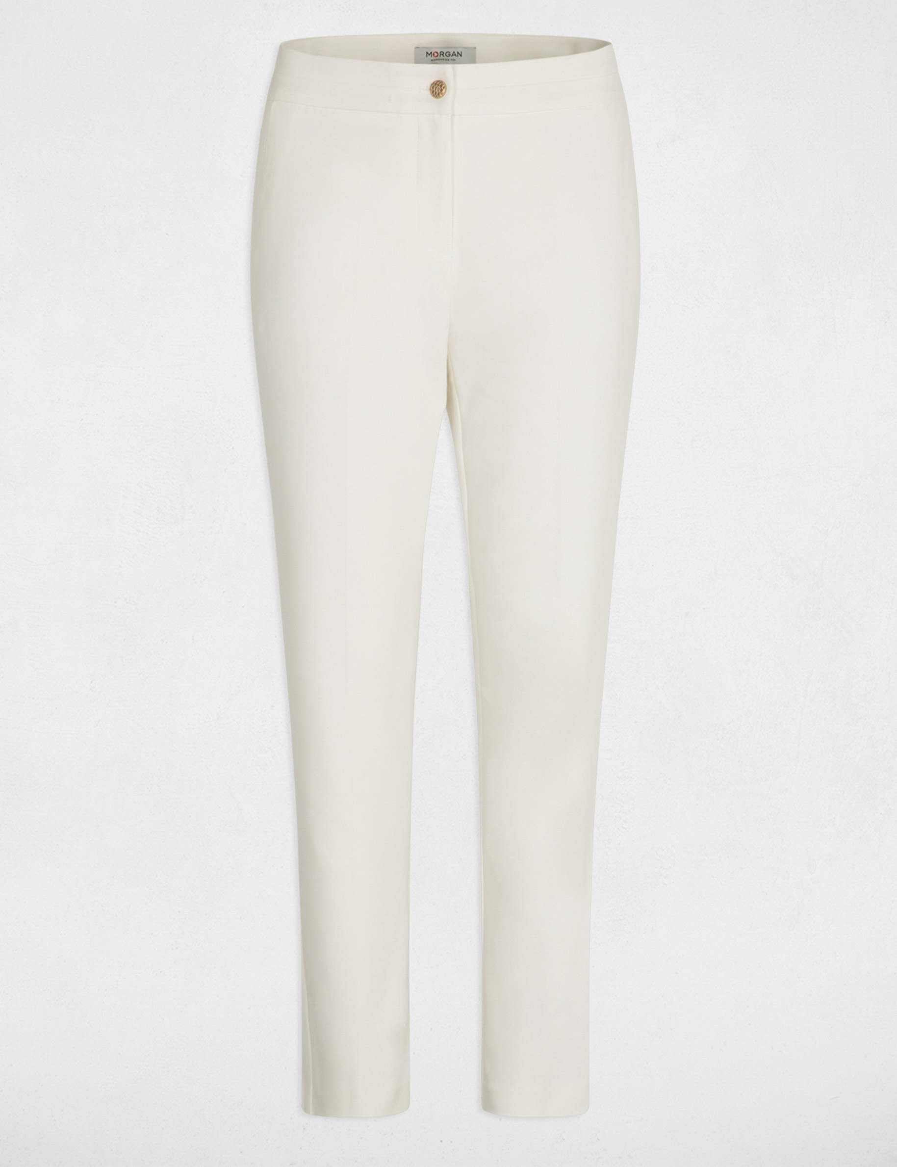 Pantalon city droit 7/8&egrave;me ecru femme