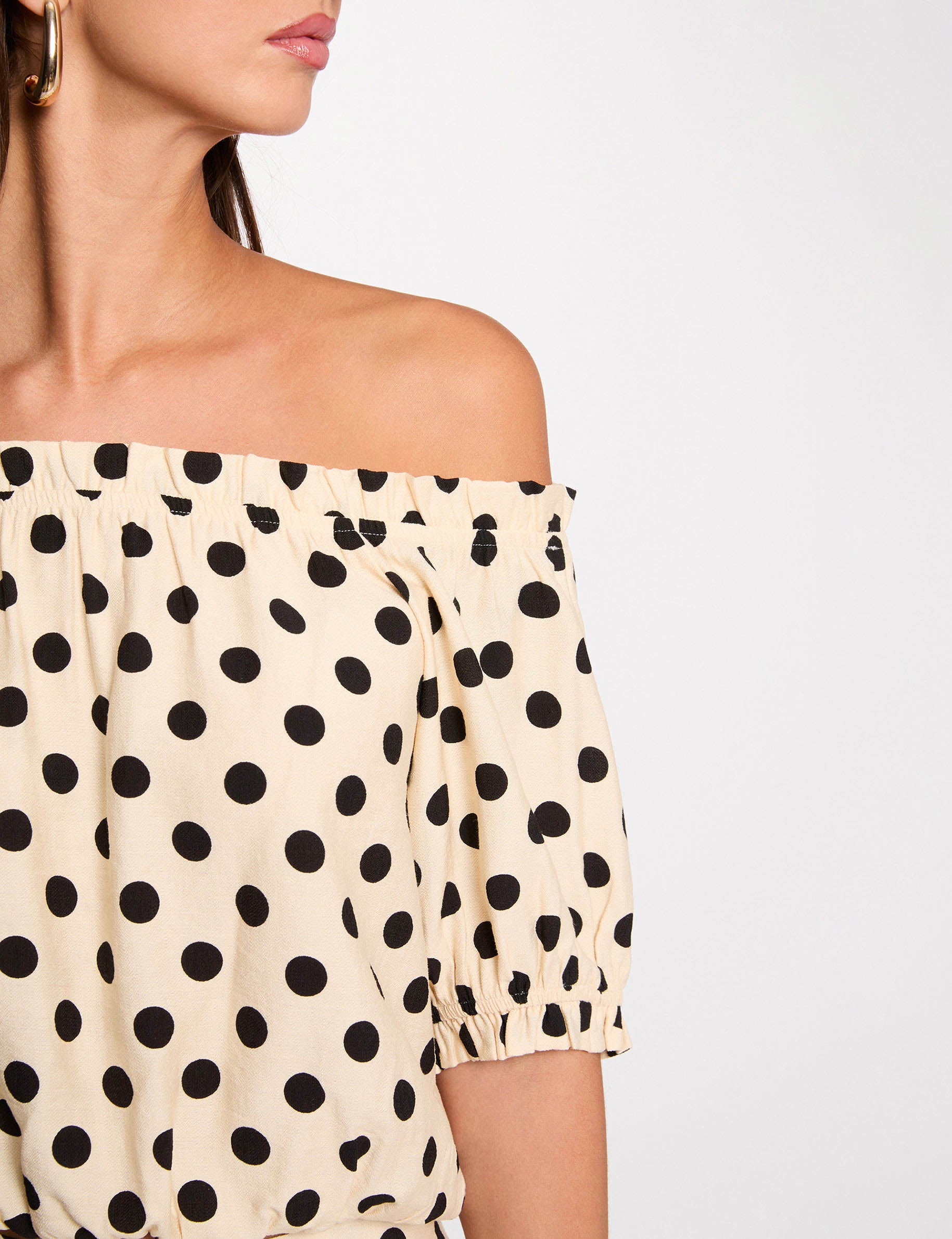 Top col bardot fluide multicolore femme