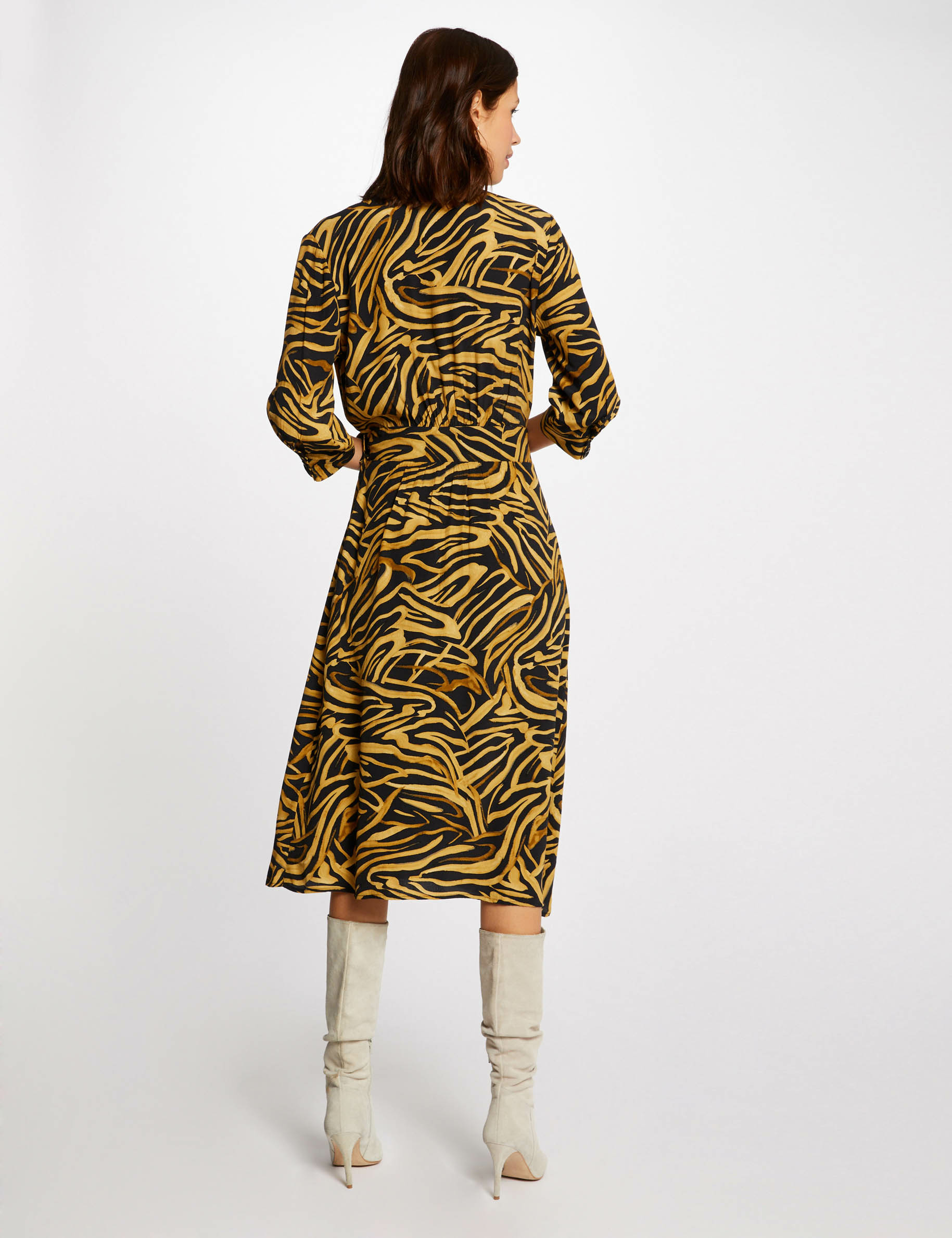 Robe midi portefeuille imprimé abstrait multico femme