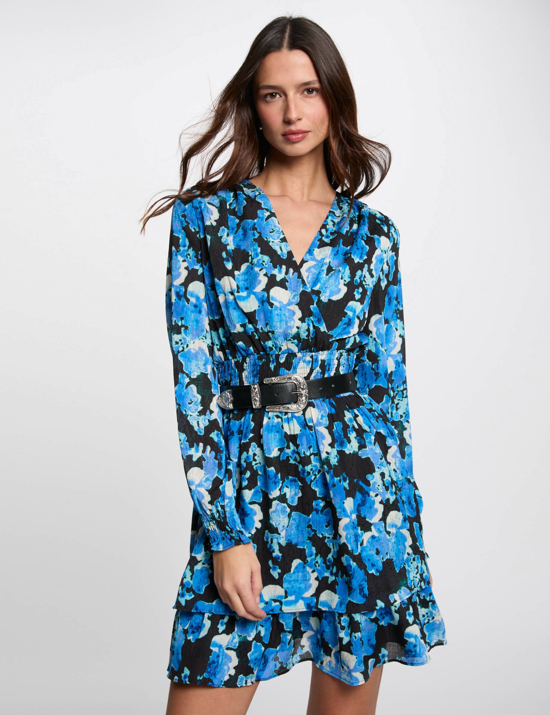 robe courte cintree imprimee multicolore femme Robe courte cintrée imprimée multicolore femme