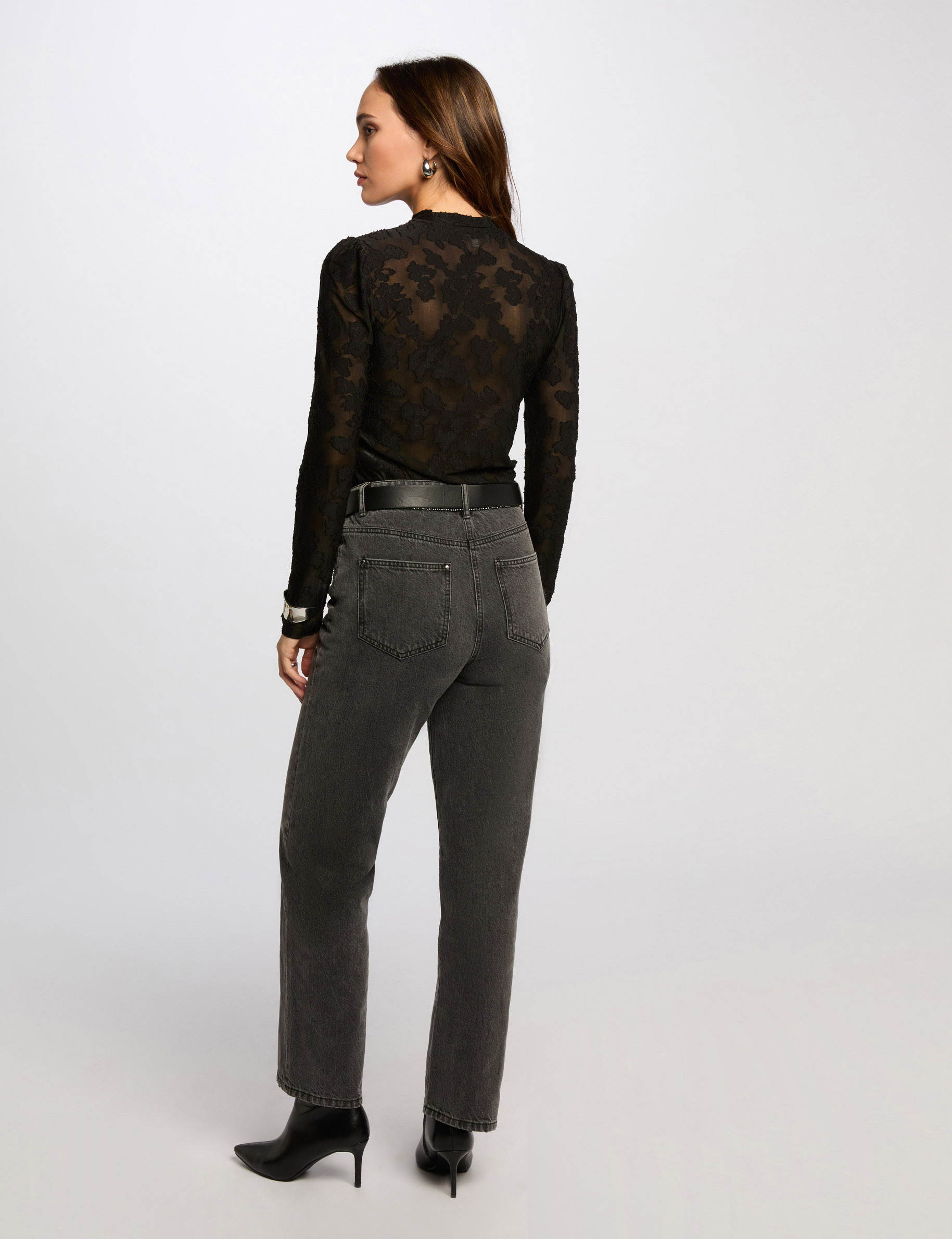 t shirt manches longues noir femme T-shirt manches longues noir femme