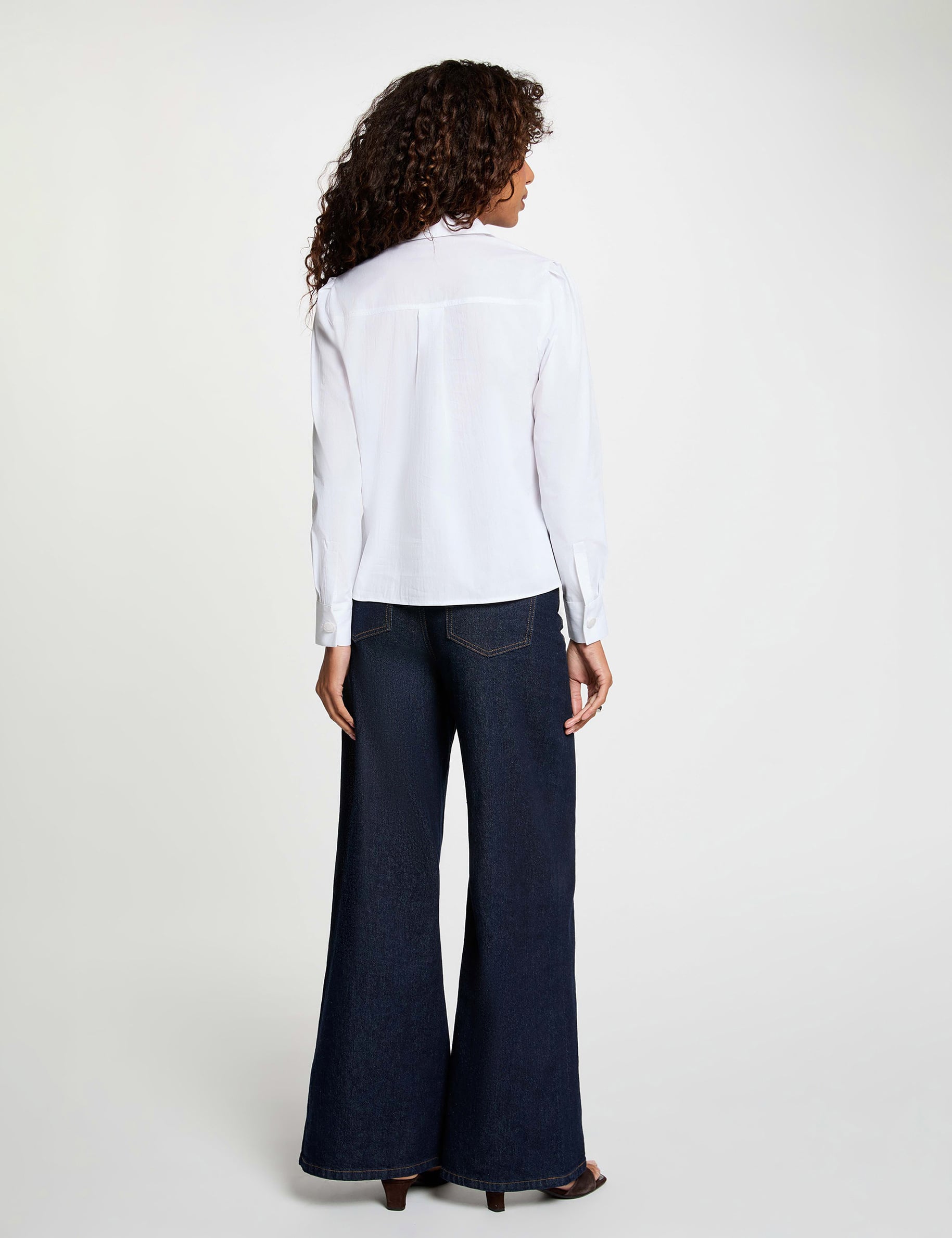 Chemise col &agrave; revers blanc femme