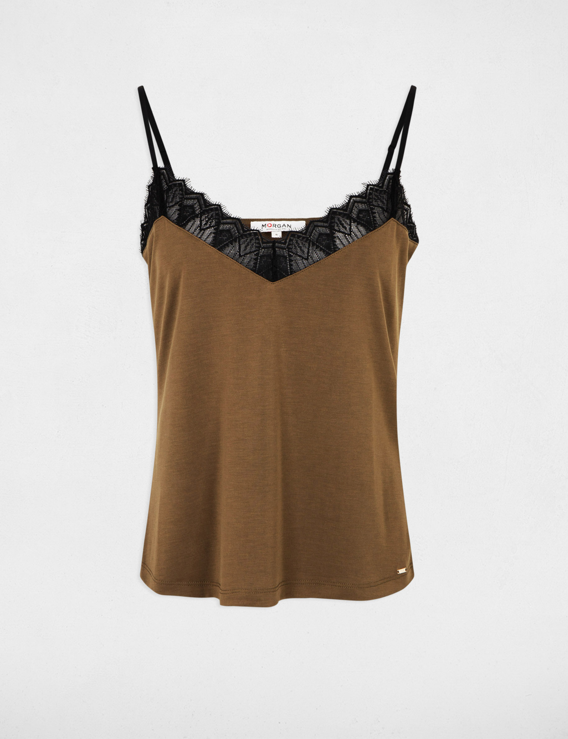 debardeur a dentelle vert fonce femme Débardeur à dentelle vert fonce femme