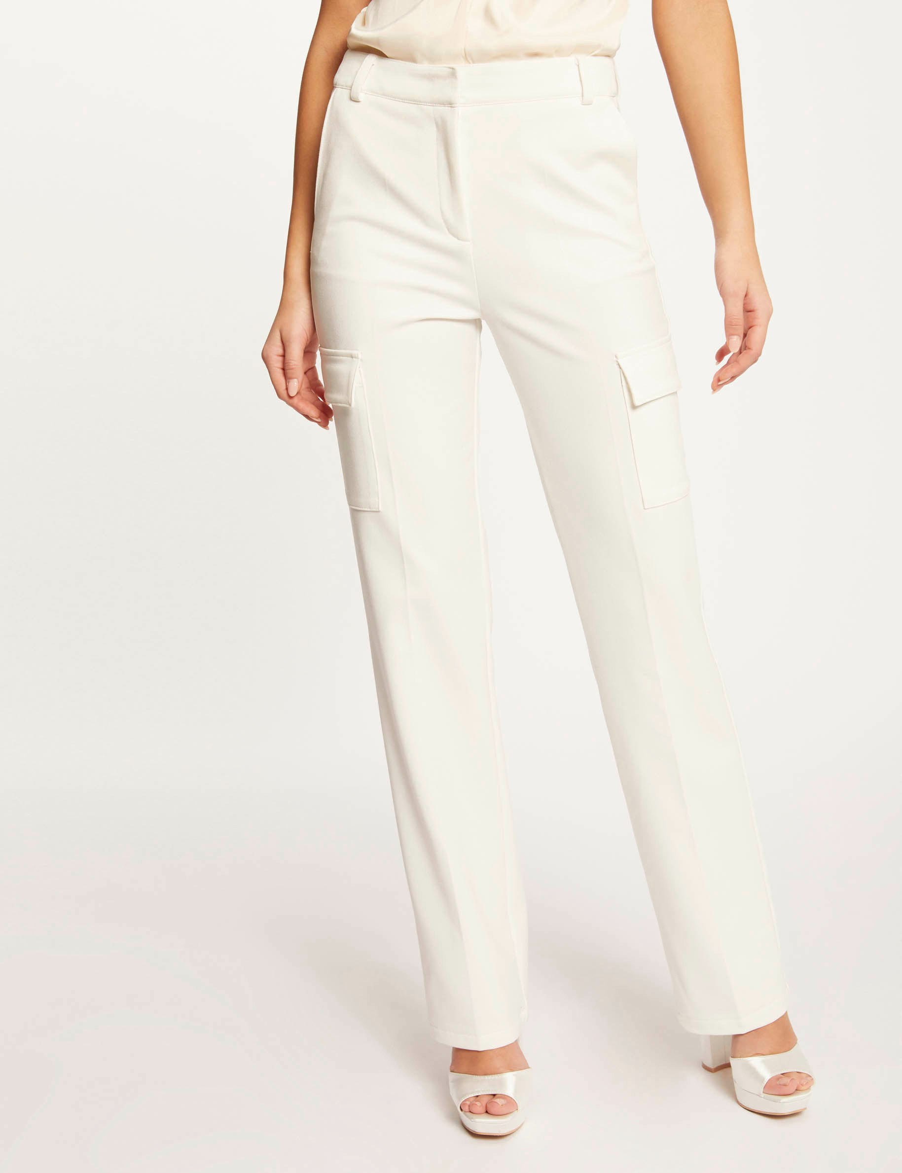 Pantalon droit avec poches latérales ecru femme Pantalon droit avec poches latérales ecru femme