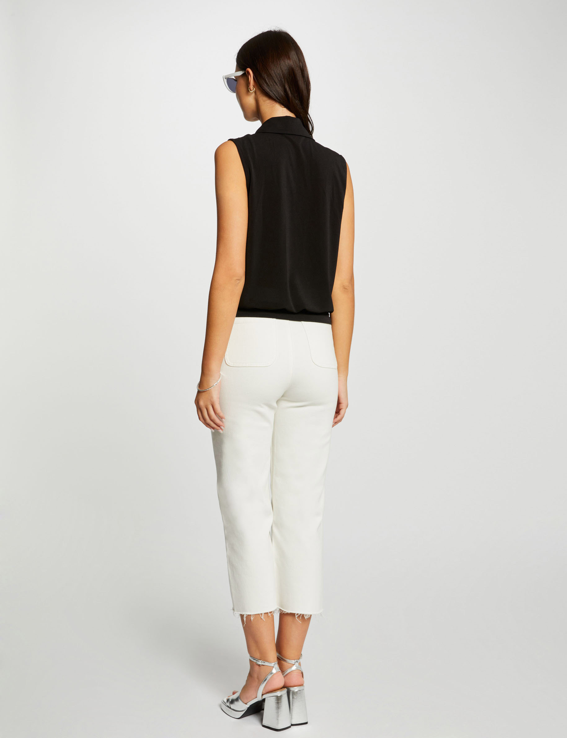 blouse sans manches nouee noir femme Blouse sans manches nouée noir femme