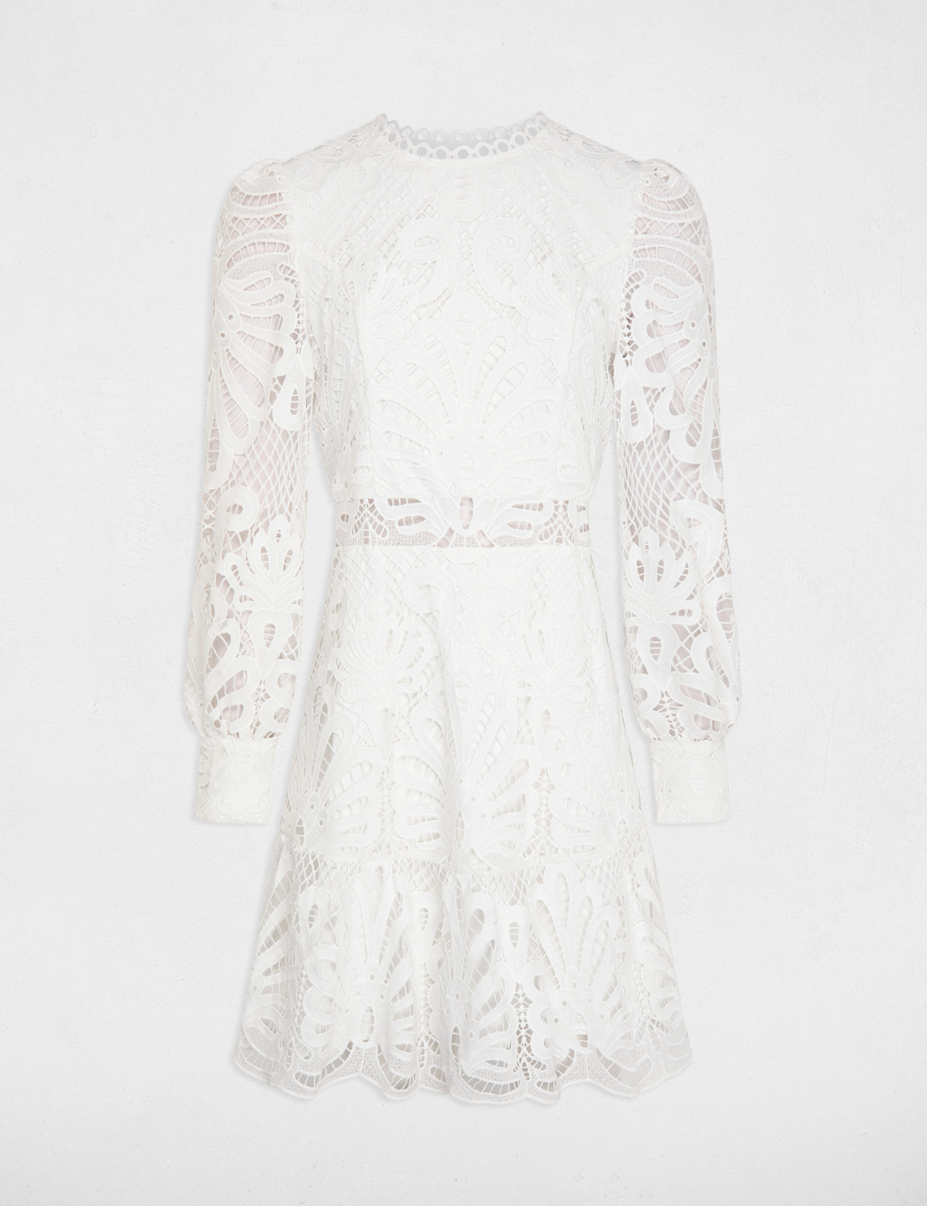 robe trapeze en dentelle a volants ecru femme Robe trapèze en dentelle à volants ecru femme