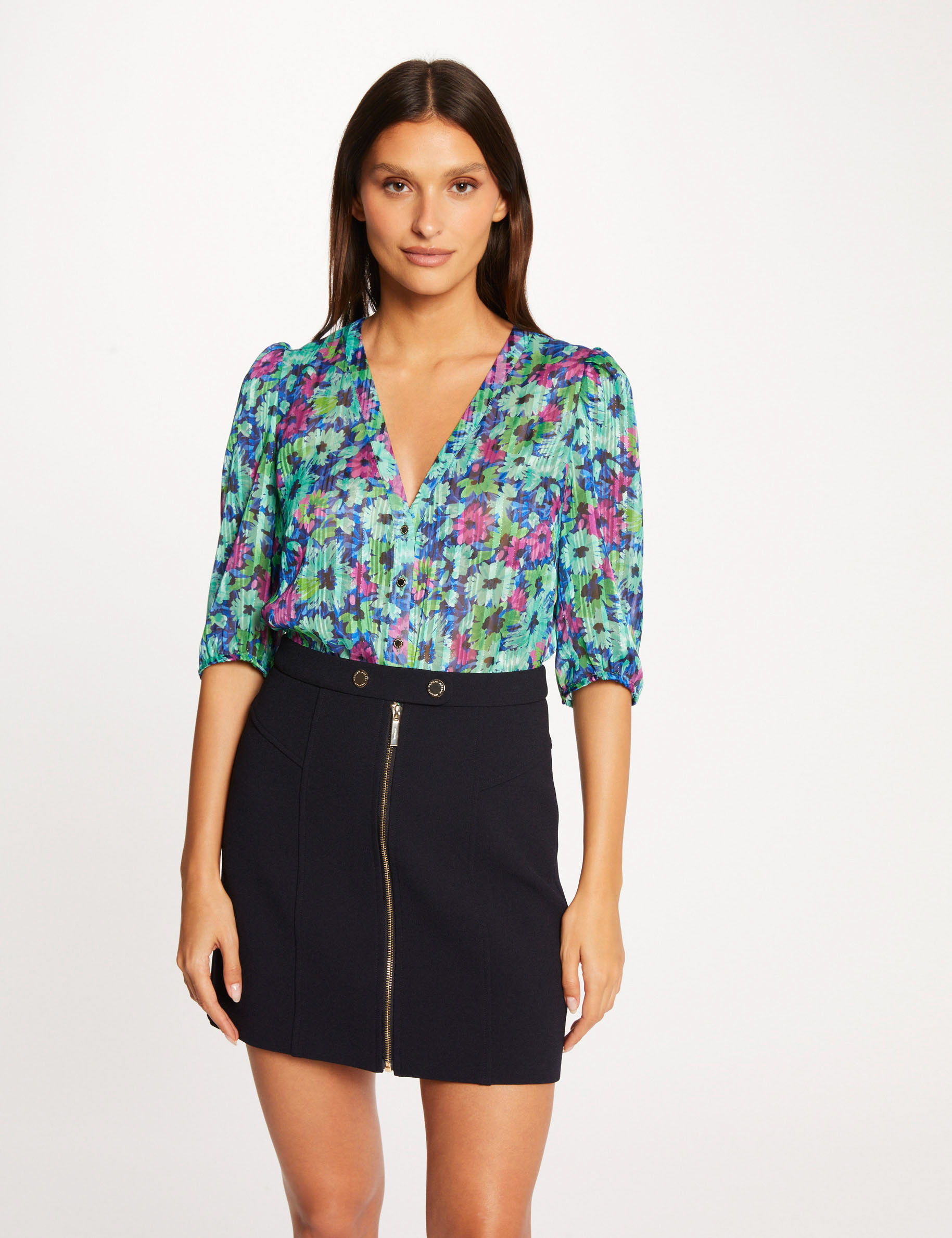 Image of Chemise manches 3/4 imprimé floral multico femme