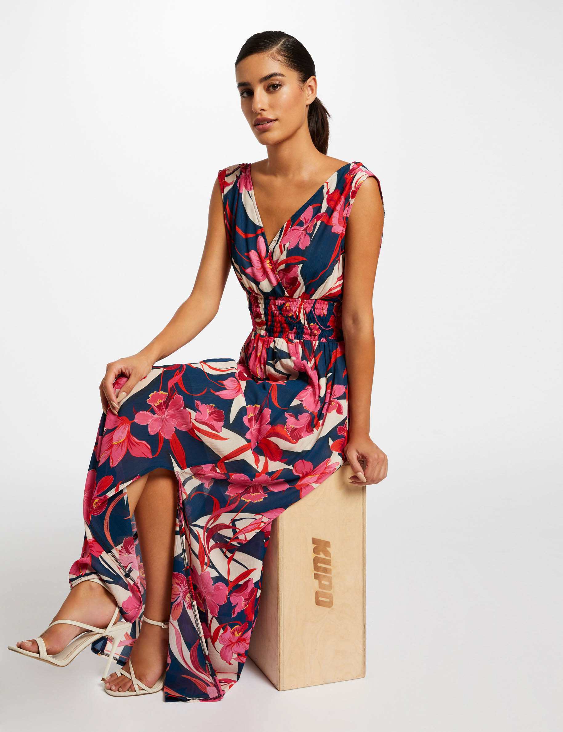 Robe longue droite imprimé floral multico femme | Morgan