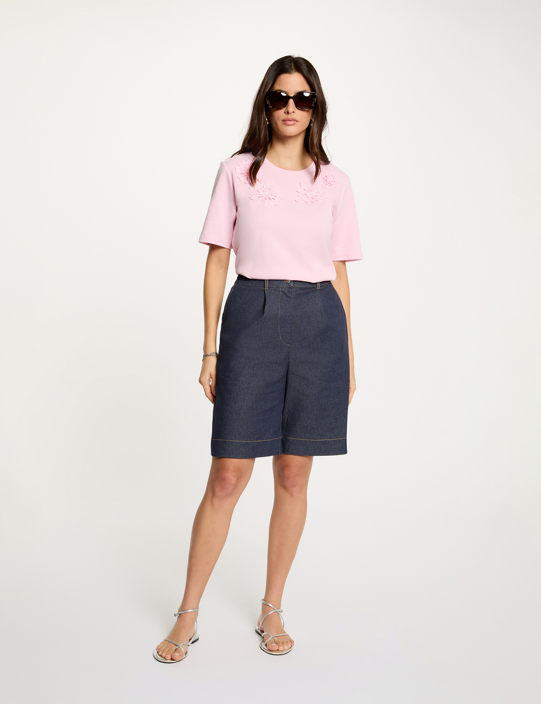 Short large en jean denim brut femme