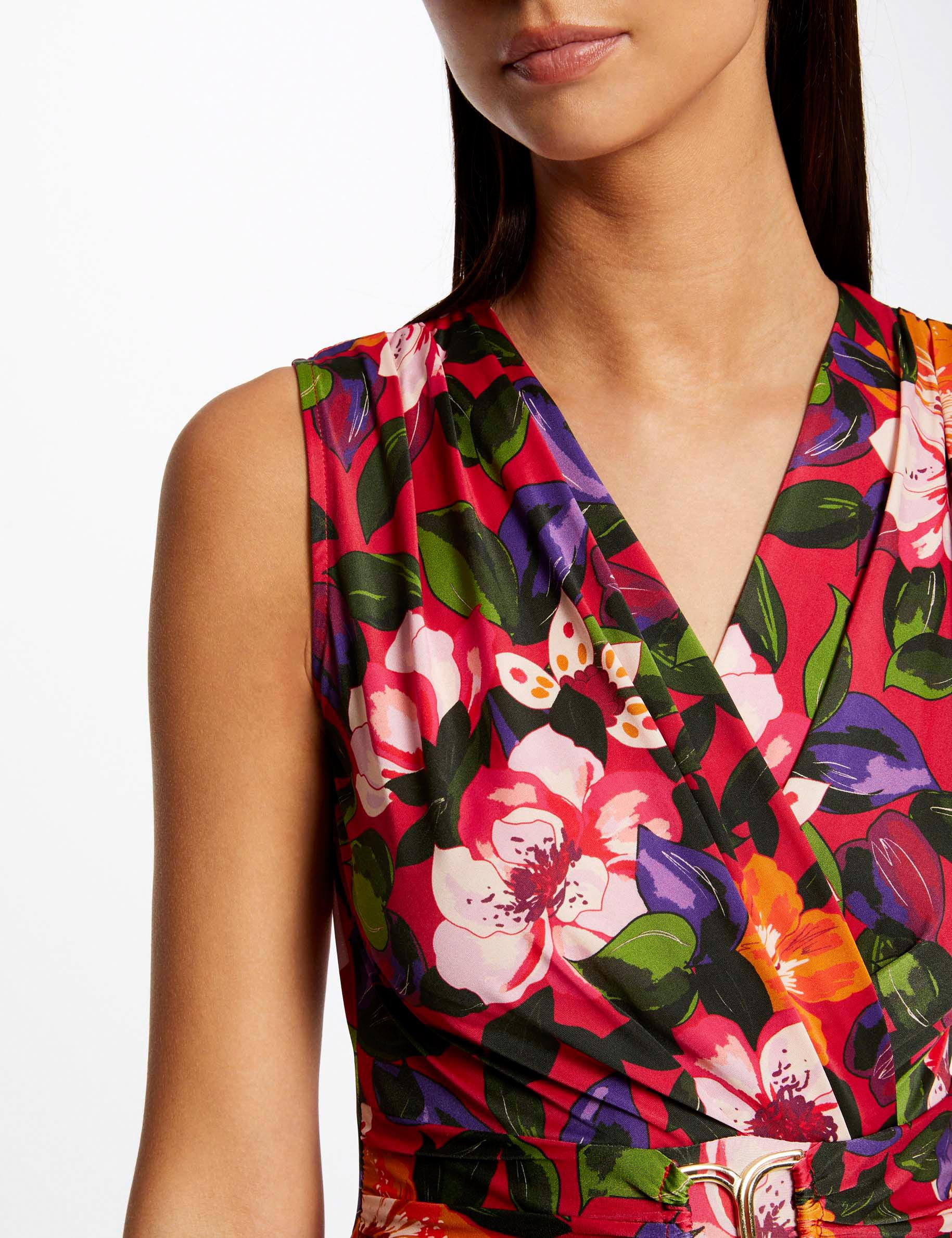 Robe ajustée drapée imprimé floral multico femme Robe ajustée drapée imprimé floral multico femme