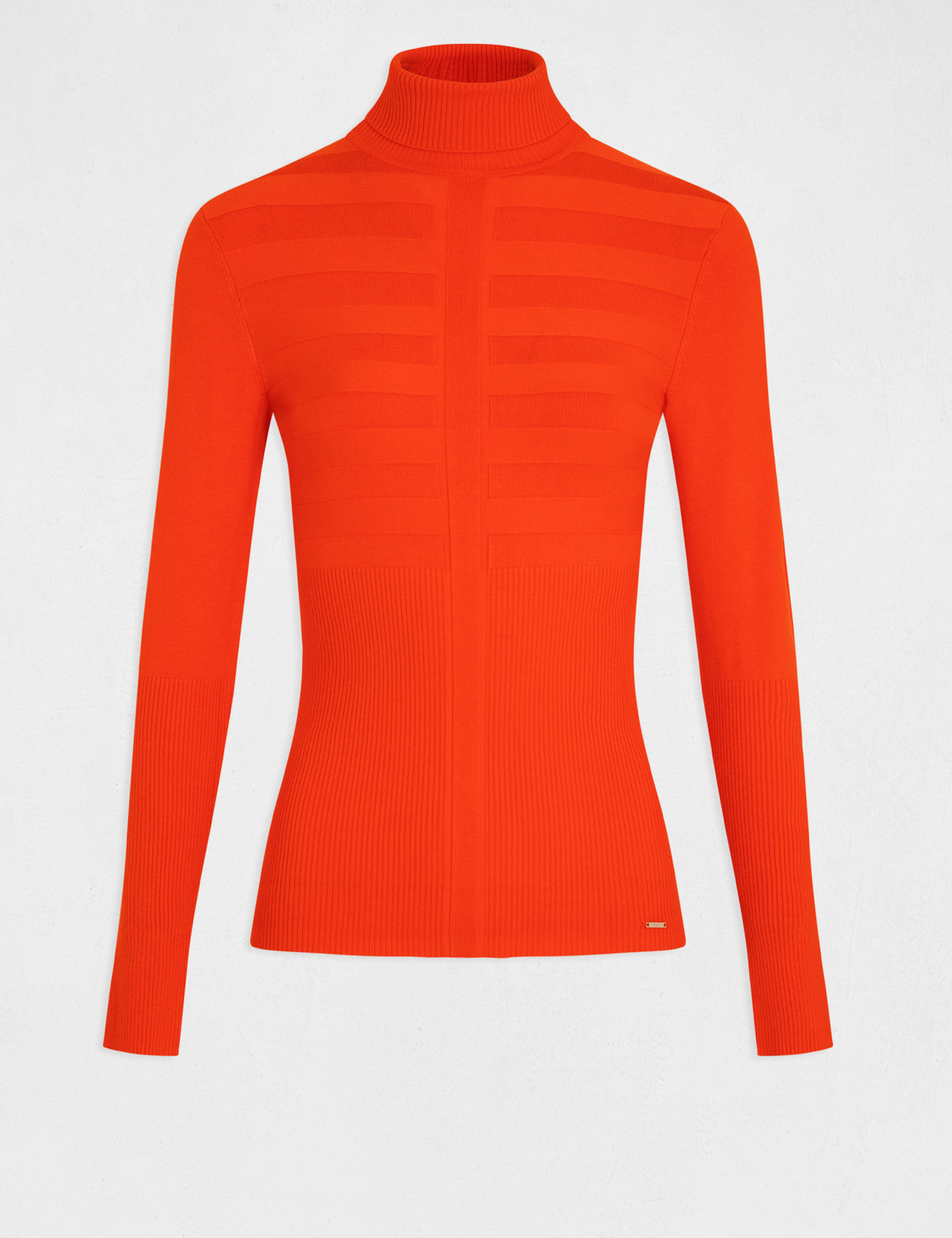 pull manches longues col roule orange femme Pull manches longues col roulé orange femme