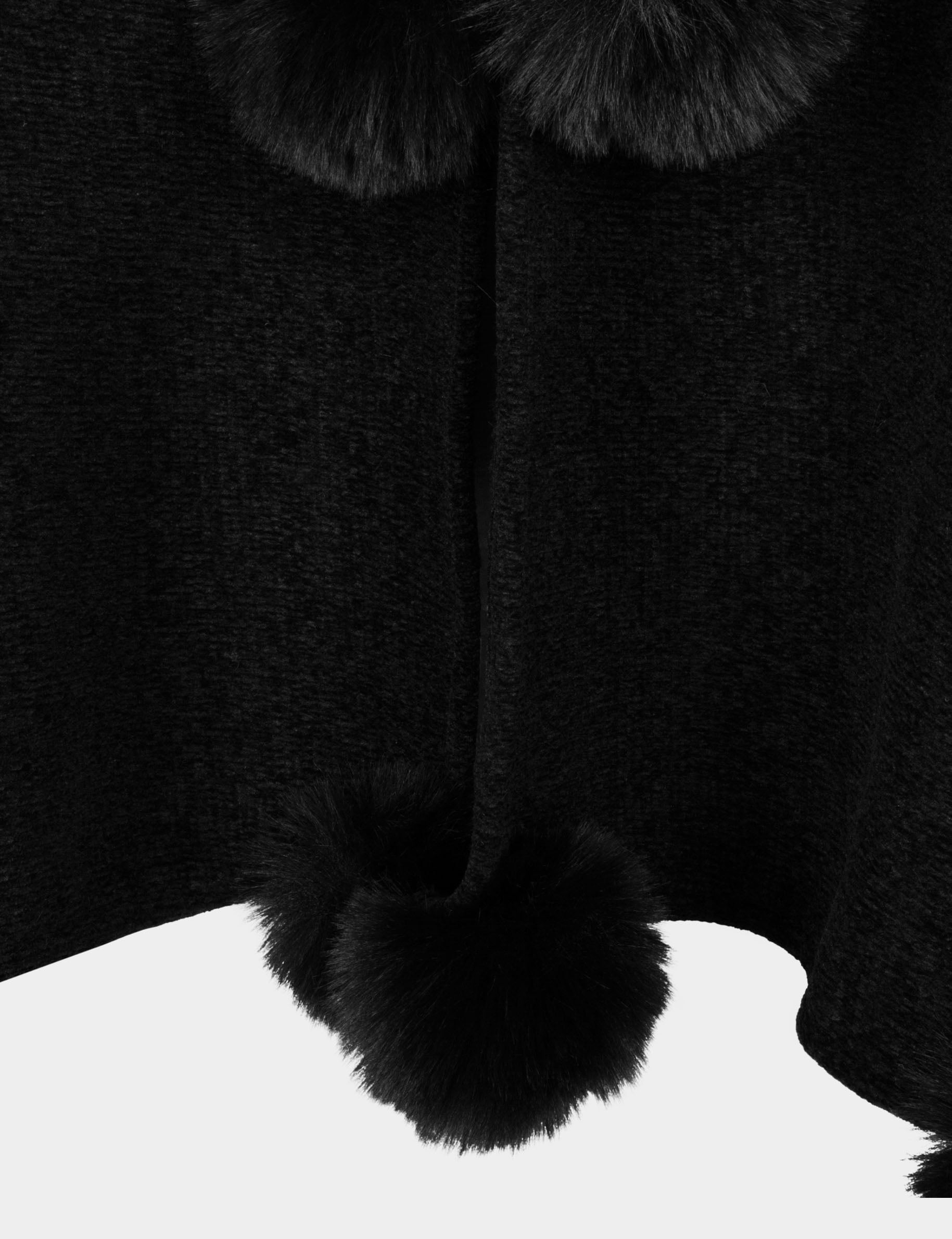 Poncho fausse fourrure noir femme