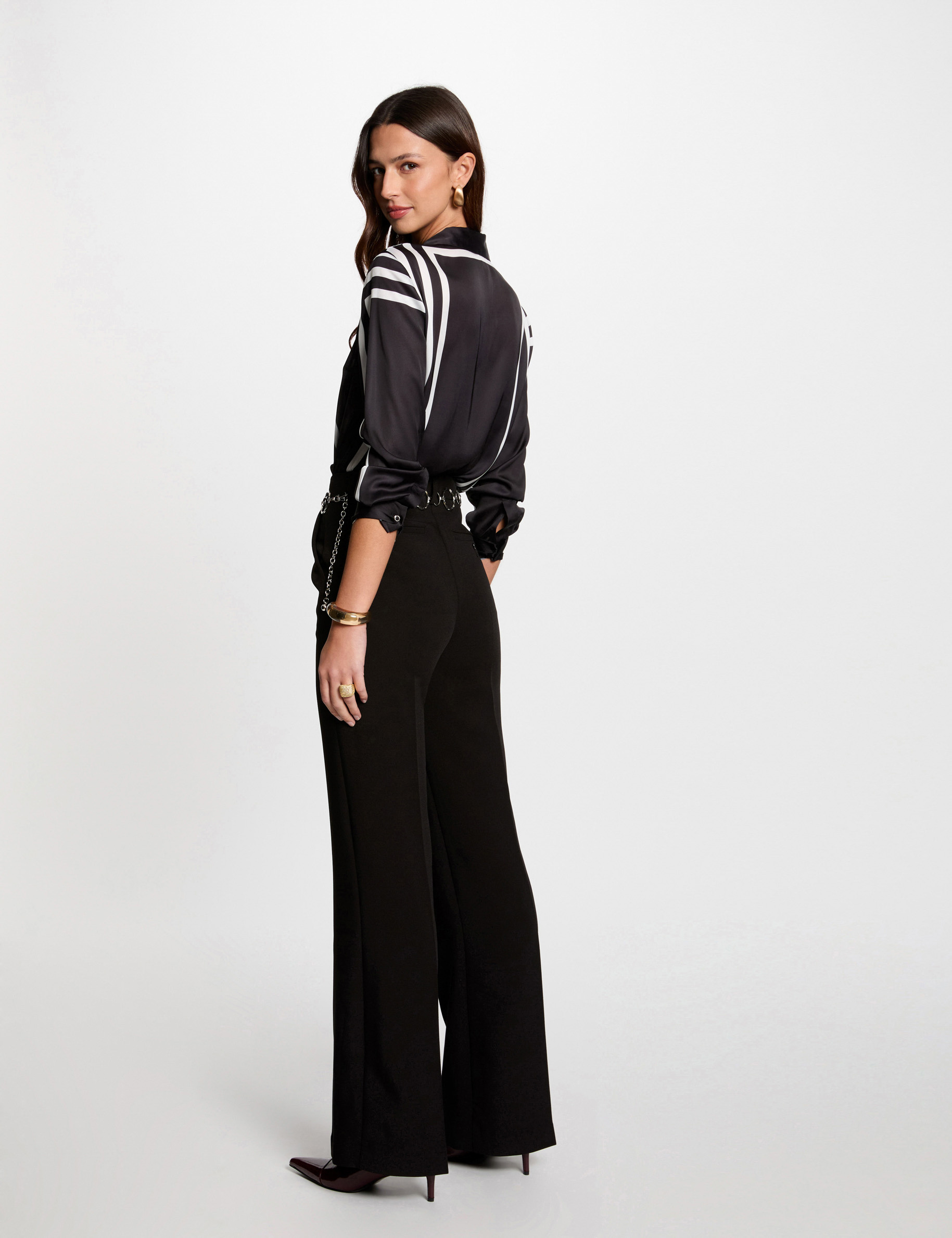 chemise manches longues rayee noir femme Chemise manches longues rayée noir femme