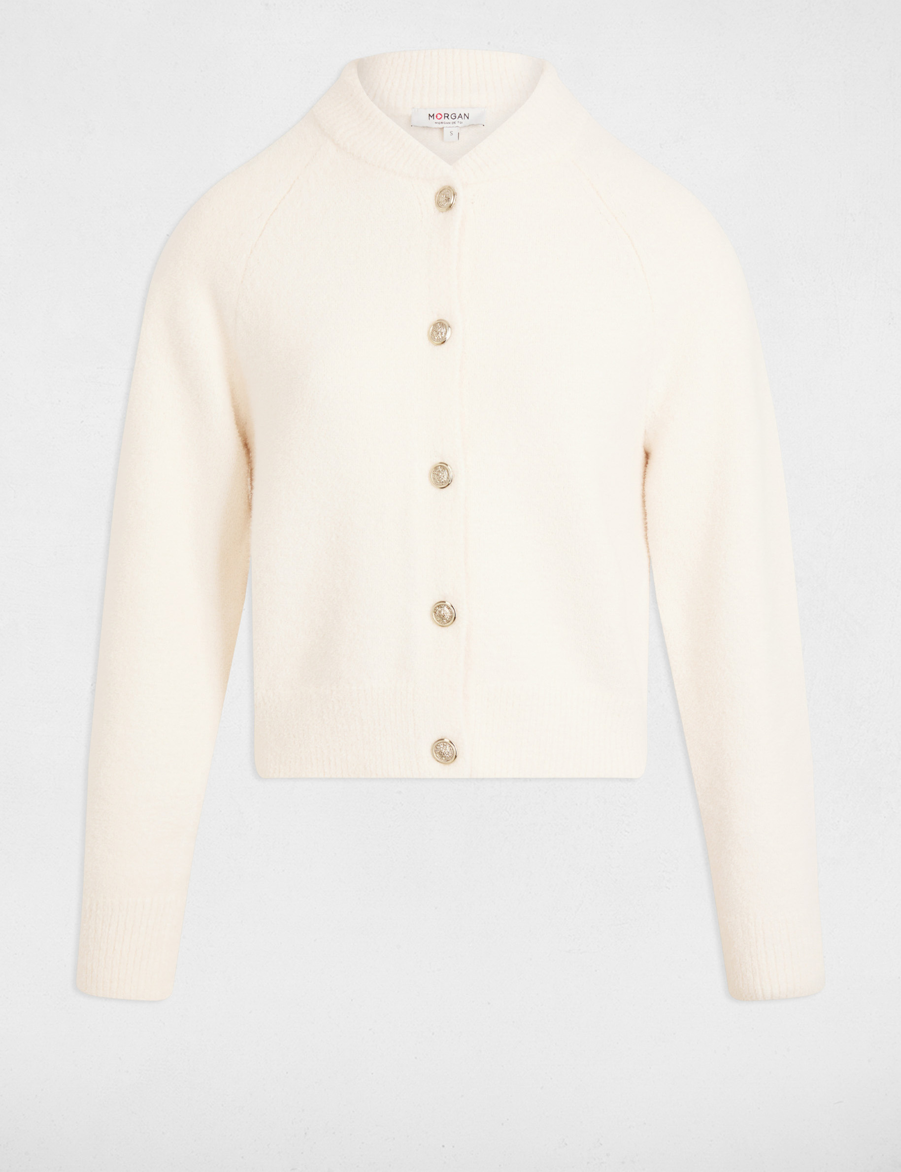 Gilet manches longues ivoire femme