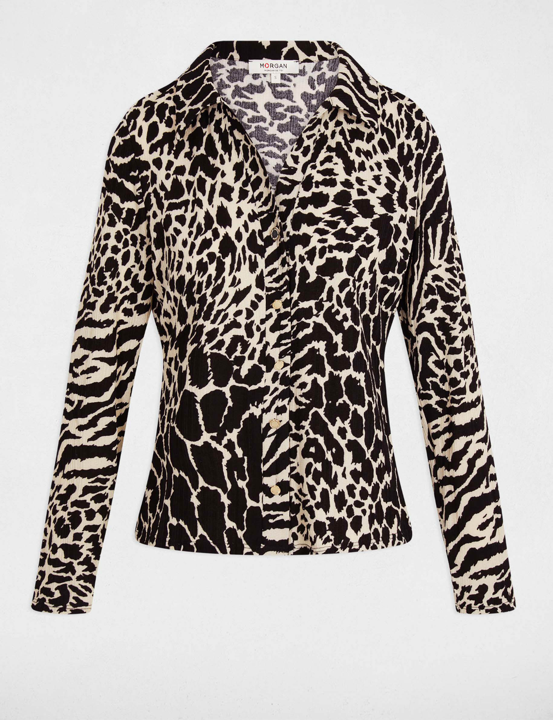 Chemise ajust&eacute;e col &agrave; revers multicolore femme