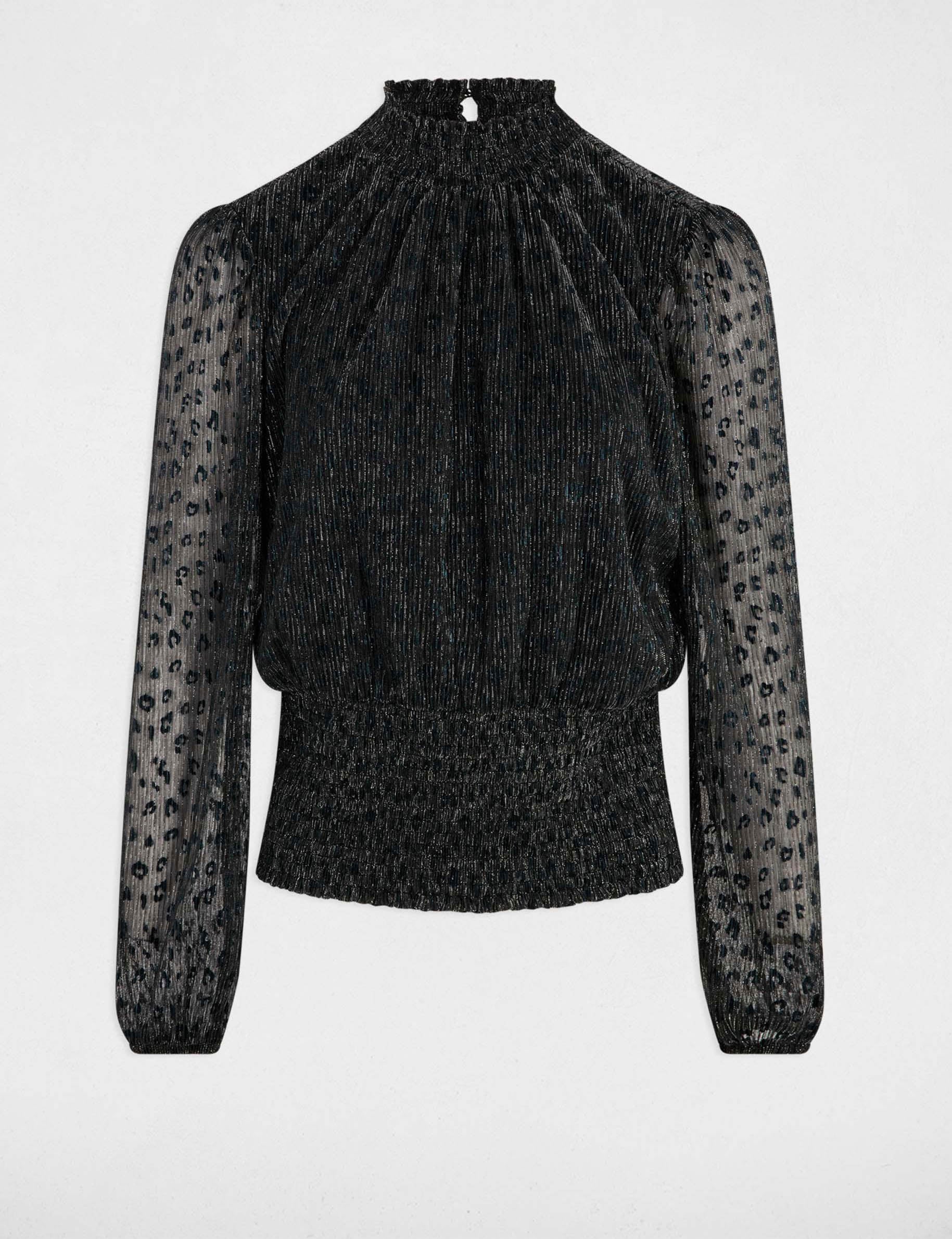 T-shirt col montant noir femme