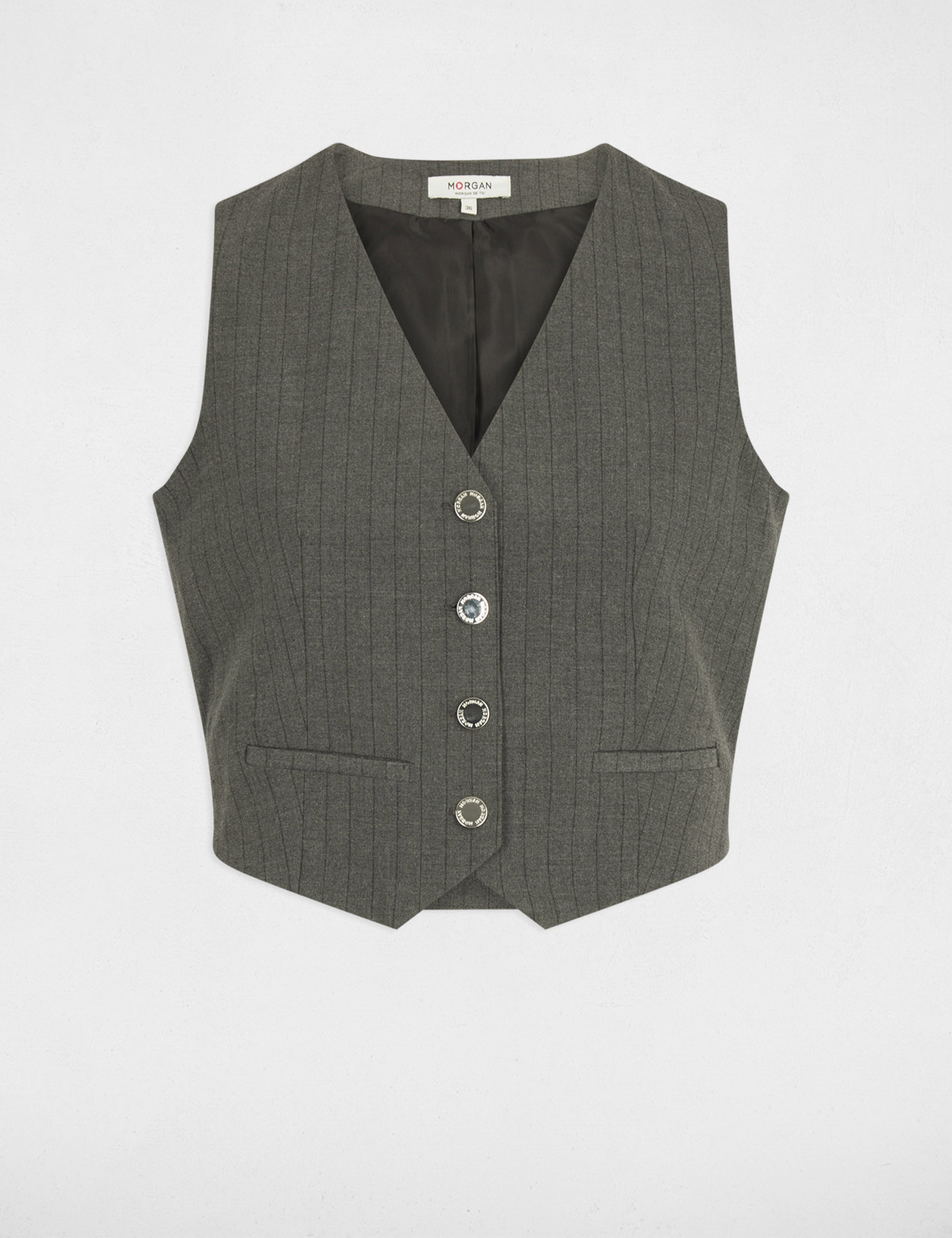 Gilet sans manches ray&eacute; gris moyen femme