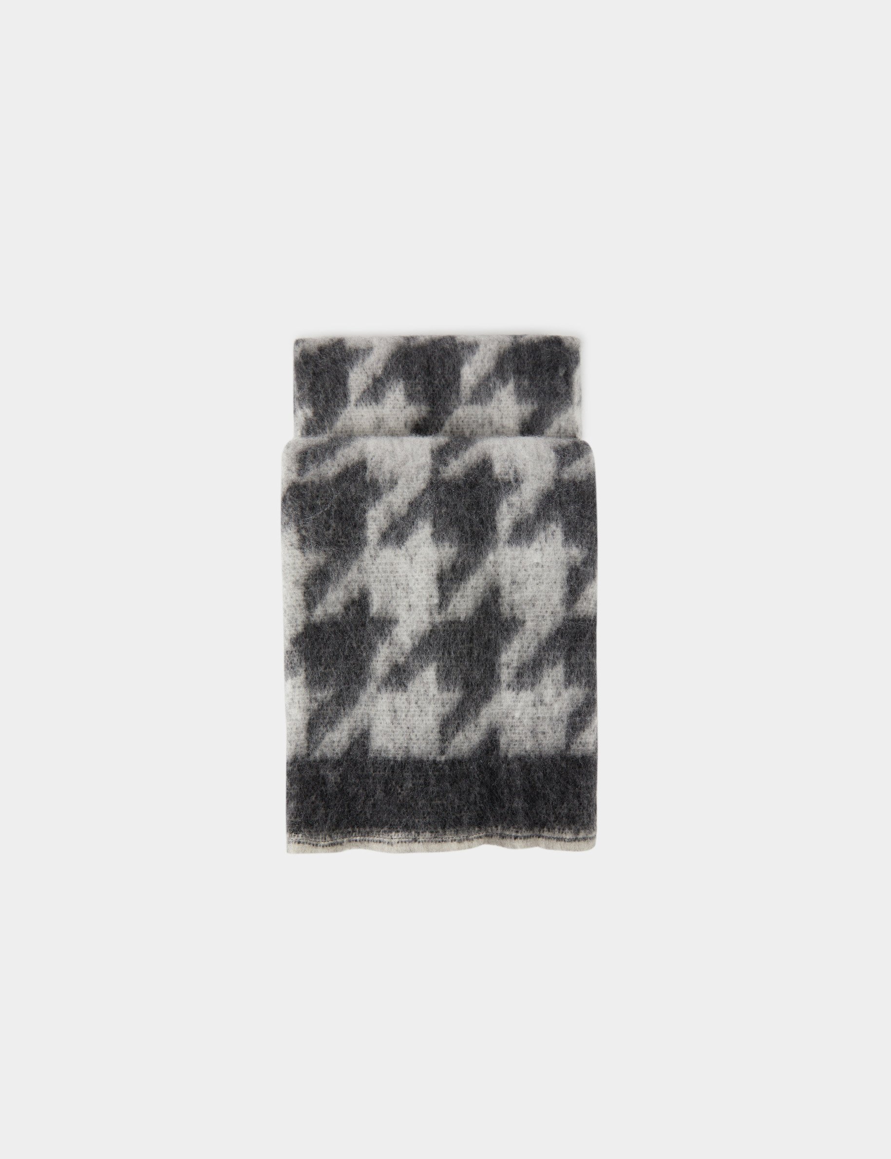 echarpe imprime pied de poule gris moyen femme Écharpe imprimé pied de poule gris moyen femme