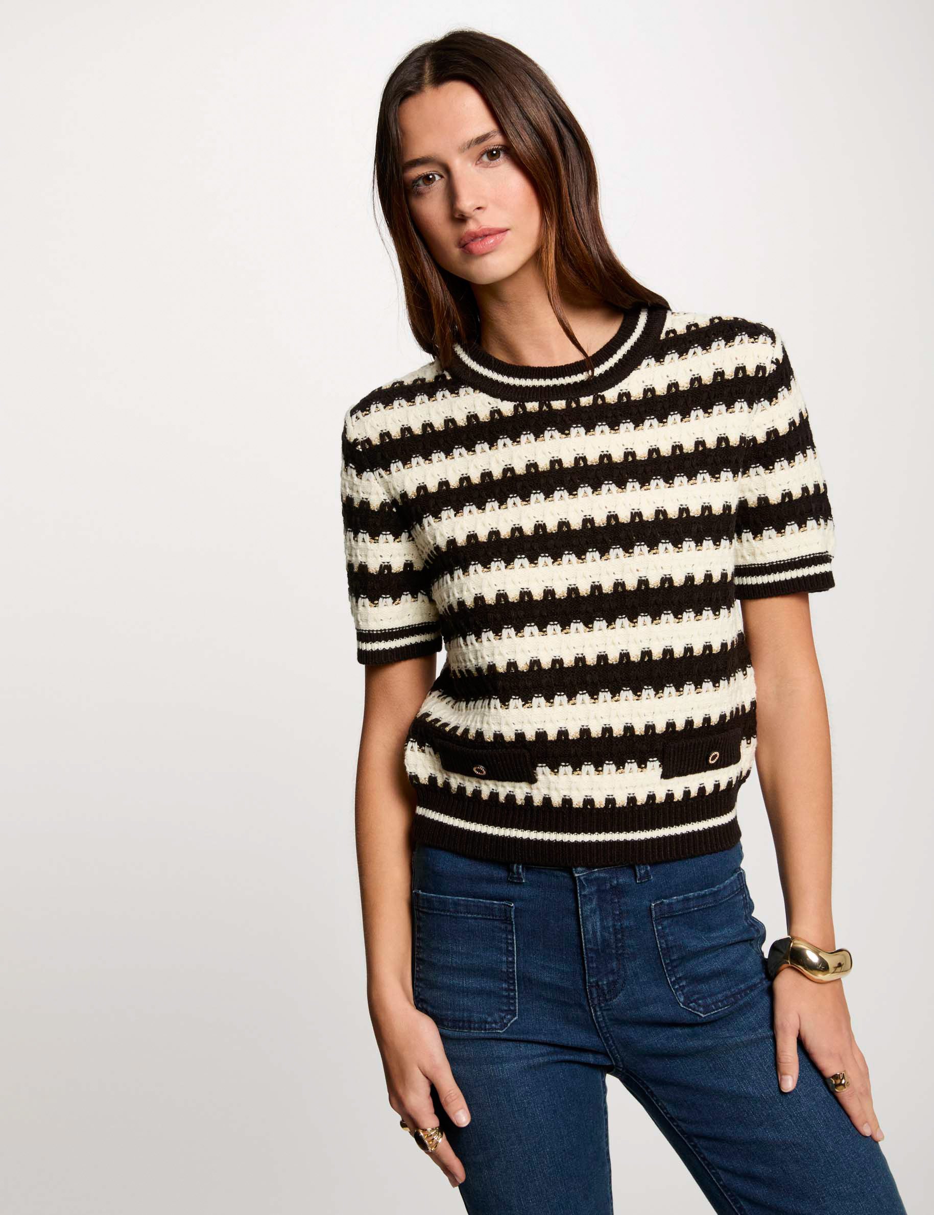 pull manches courtes raye blanc femme Pull manches courtes rayé blanc femme