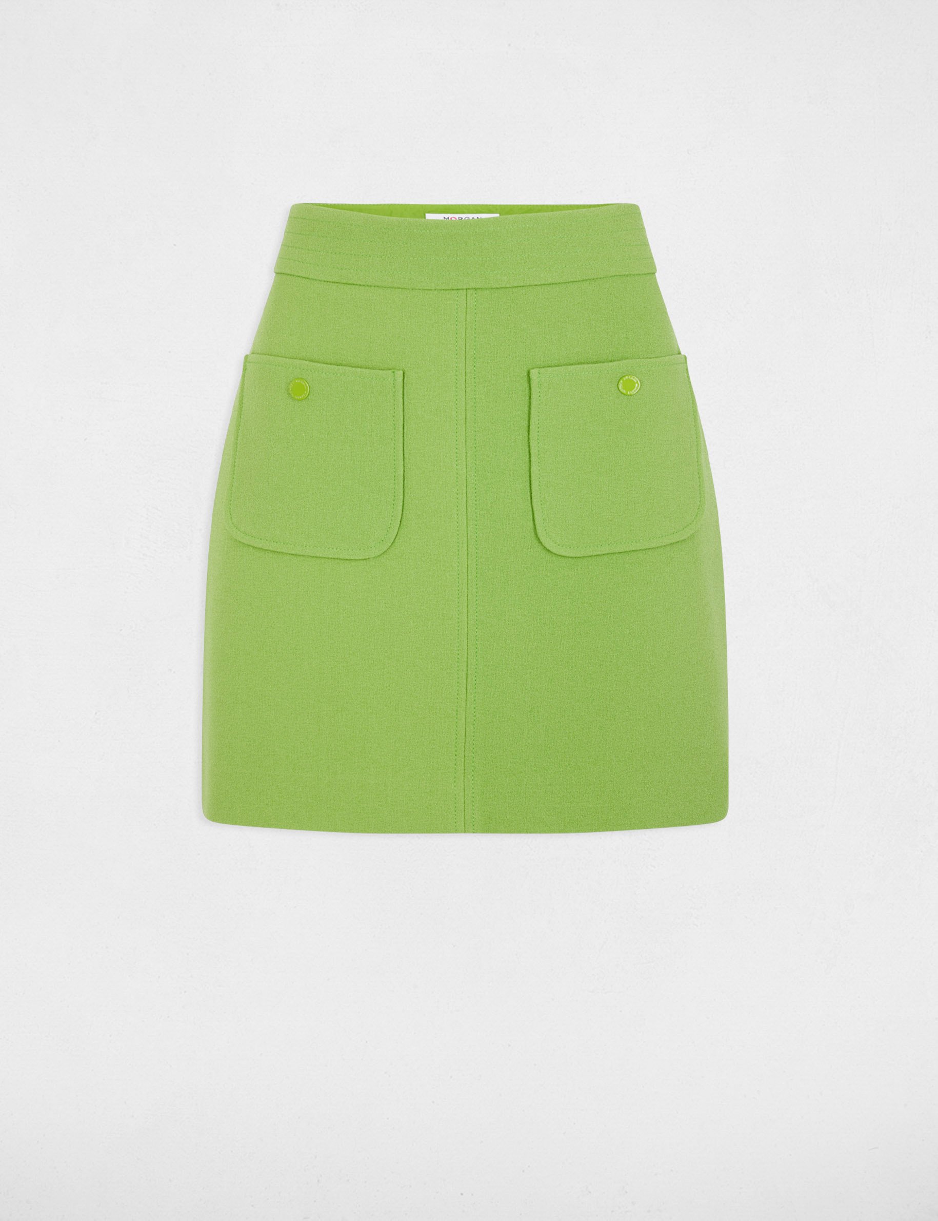jupe courte poches plaquees vert anis femme Jupe courte poches plaquées vert anis femme