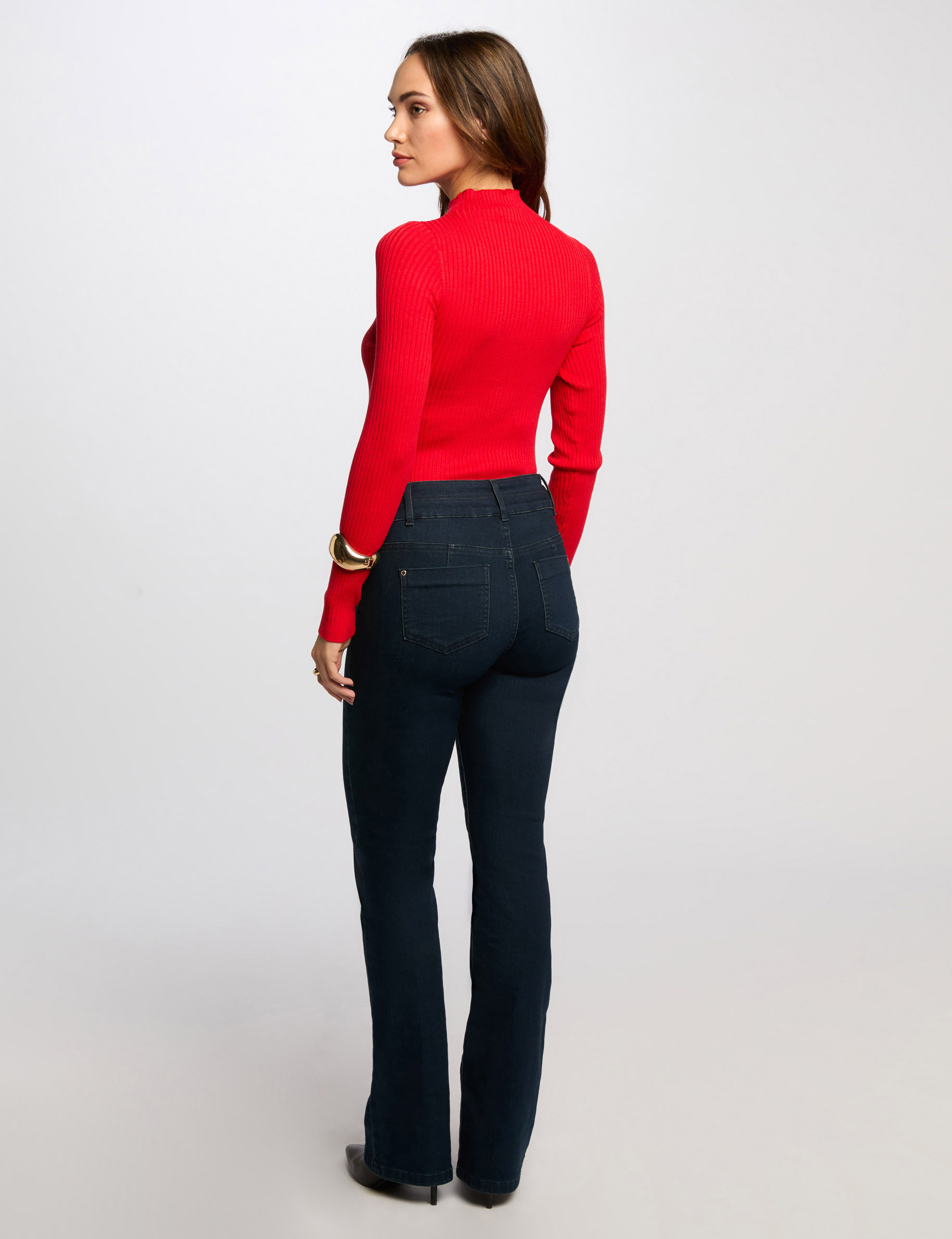 pull col montant cotele rouge femme Pull col montant côtelé rouge femme
