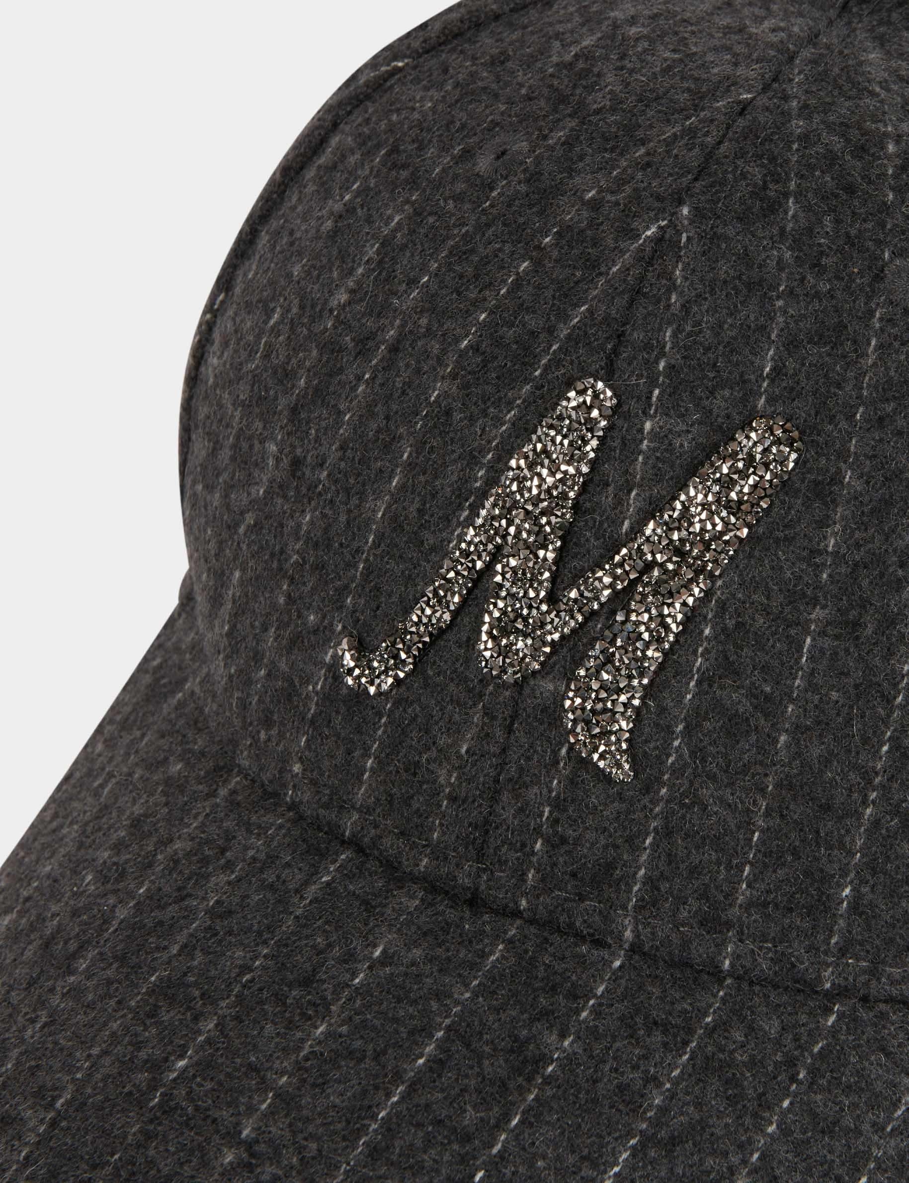 Casquette rayée à M strass gris moyen femme