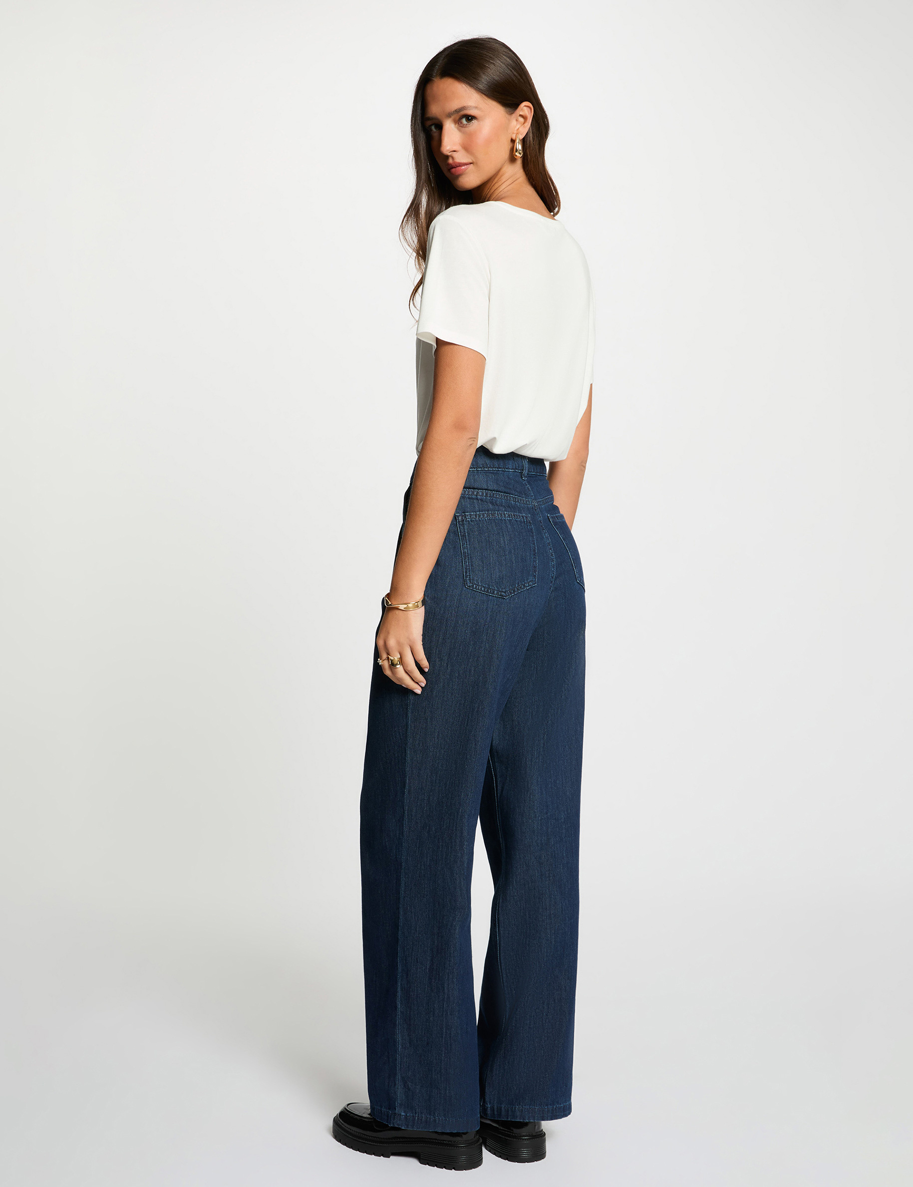 T-shirt brod&eacute; sequins blanc femme