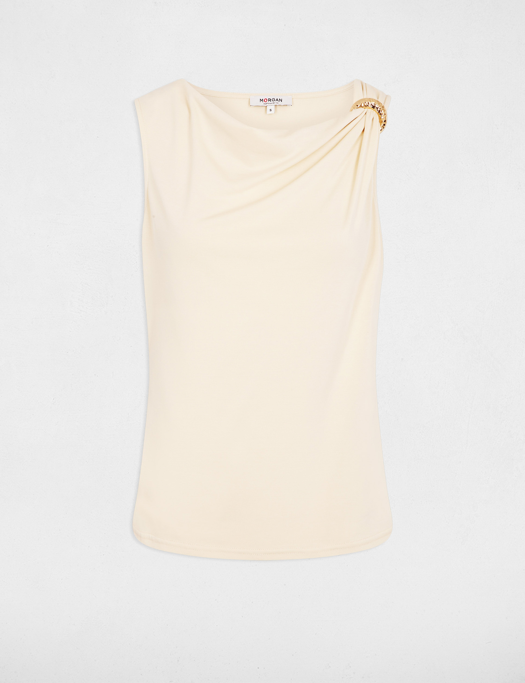 D&eacute;bardeur col b&eacute;nitier beige clair femme