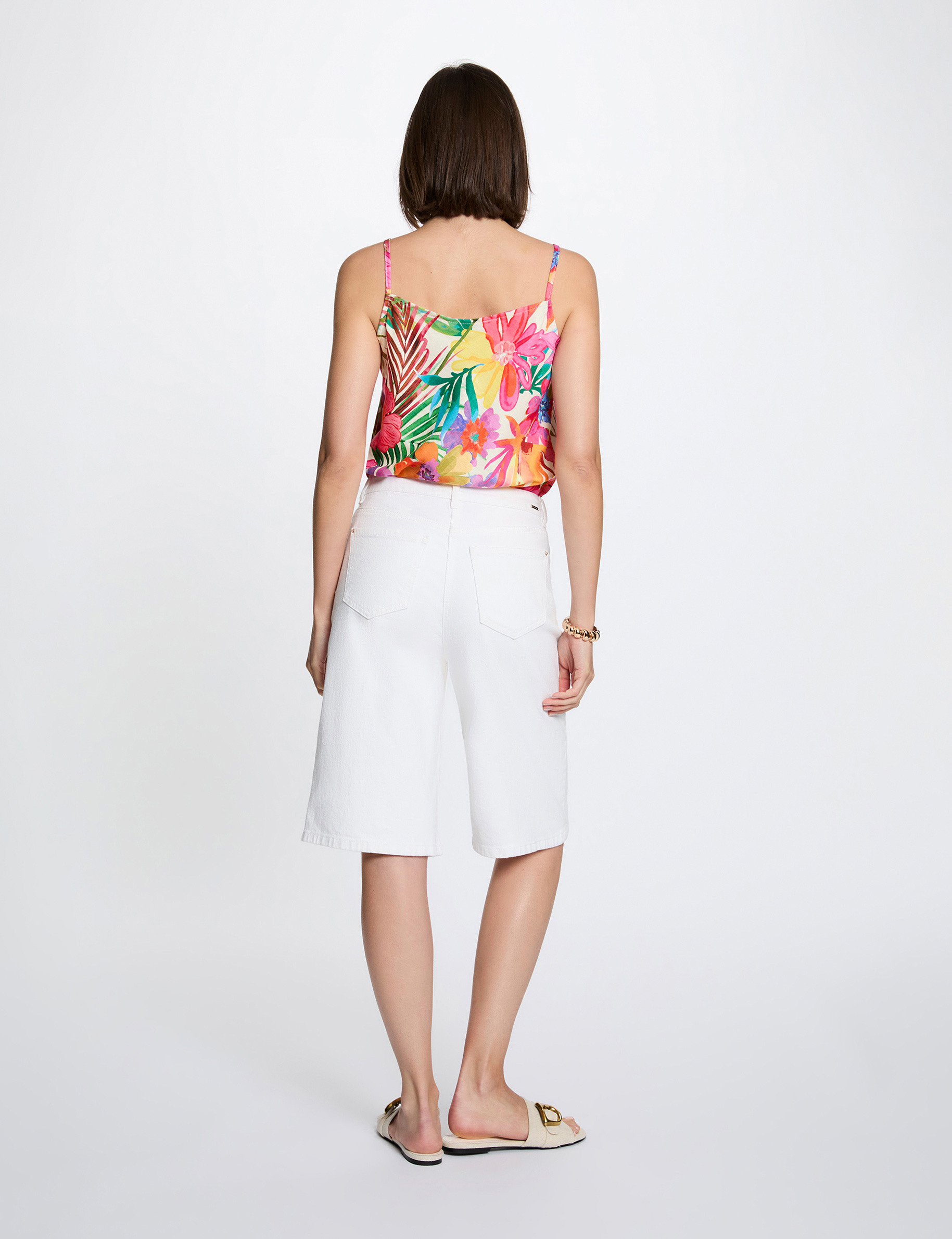 Top satin&eacute; col b&eacute;nitier multicolore femme