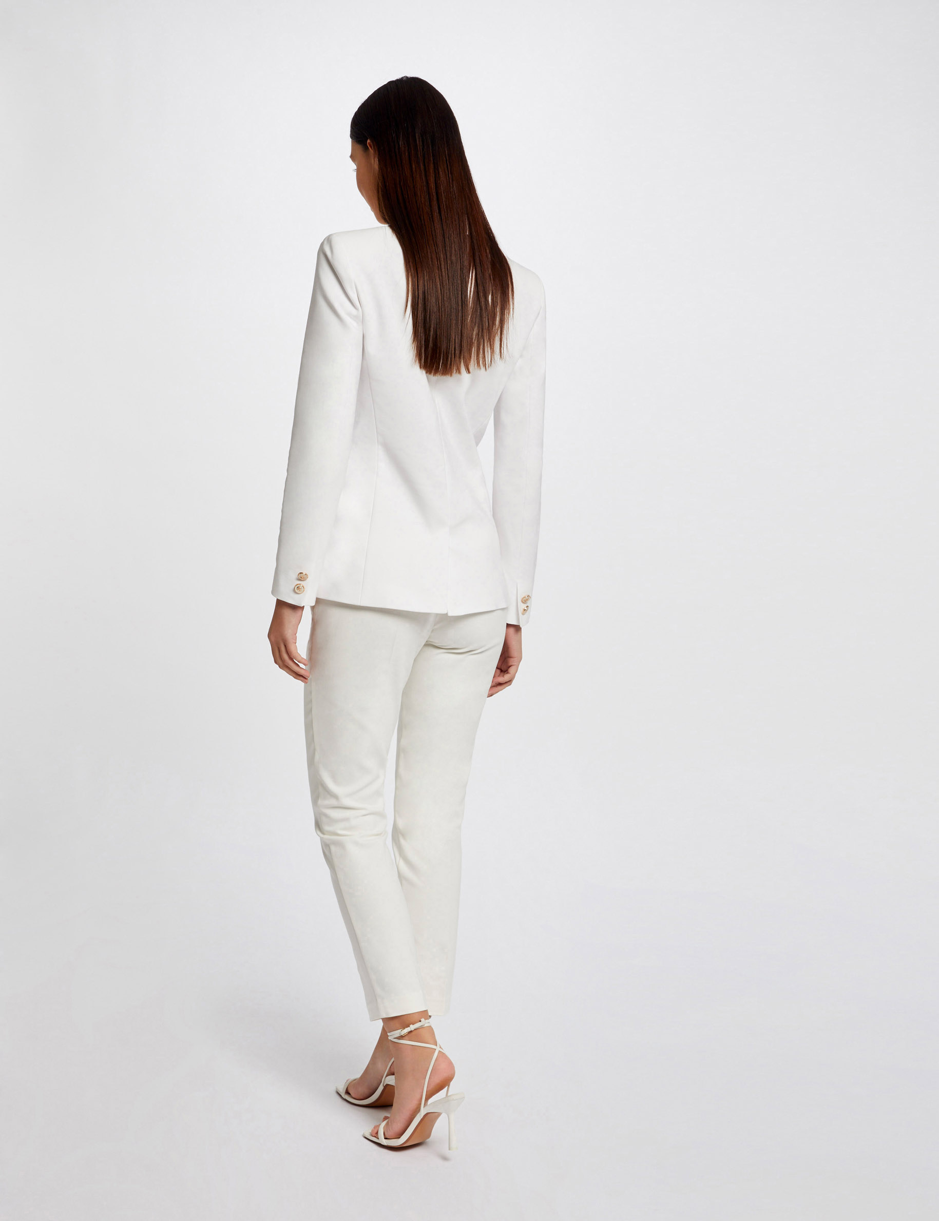 Pantalon ajusté 7/8ème à pinces ecru femme Pantalon ajusté 7/8ème à pinces ecru femme